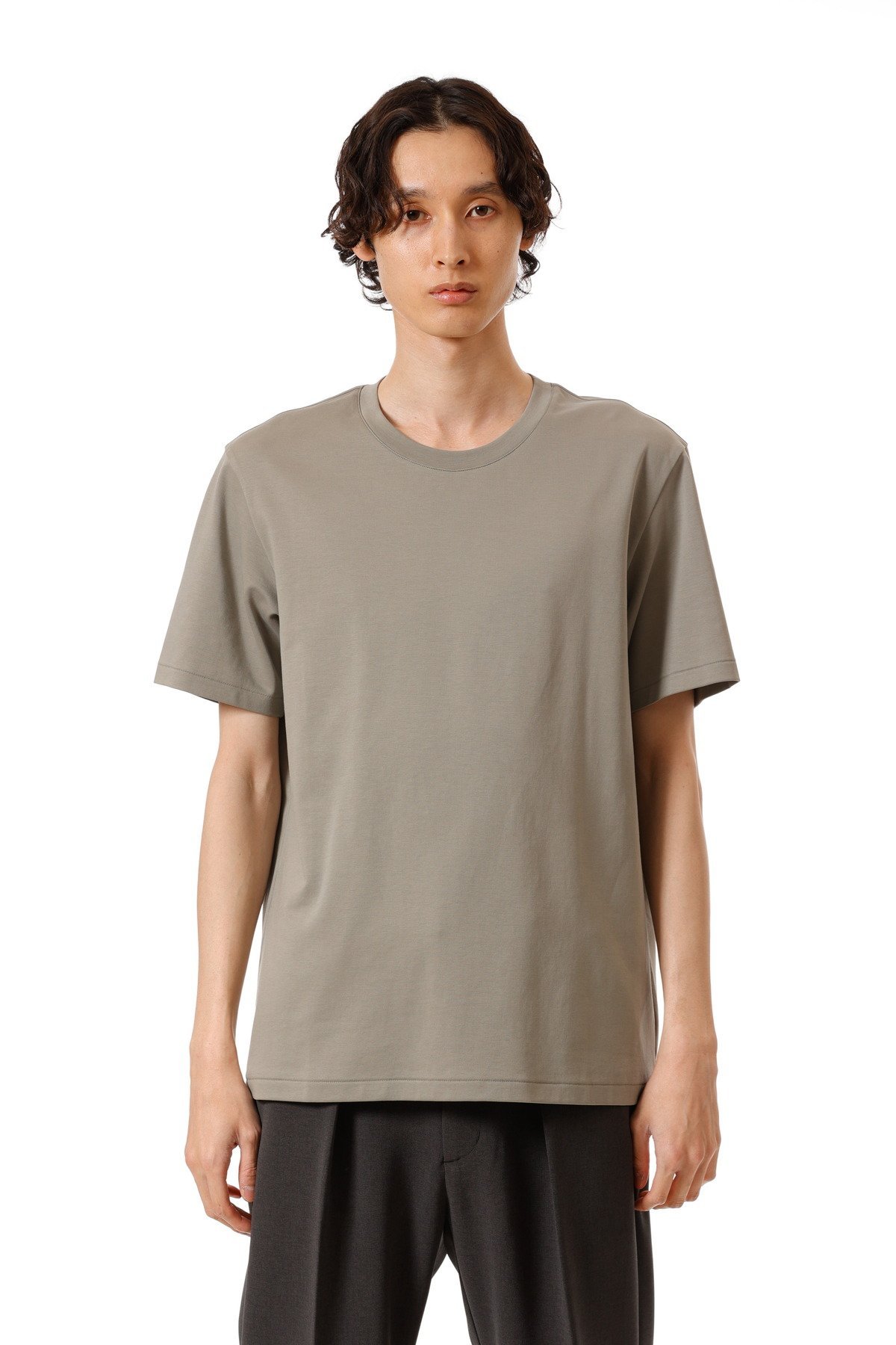 ATTACHMENT コットンダブルフェイス スリムフィットS/STシャツ アタッチメント トップス カットソー・Tシャツ カーキグリーン グレー ブラウン ブラック ホワイト【送料無料】