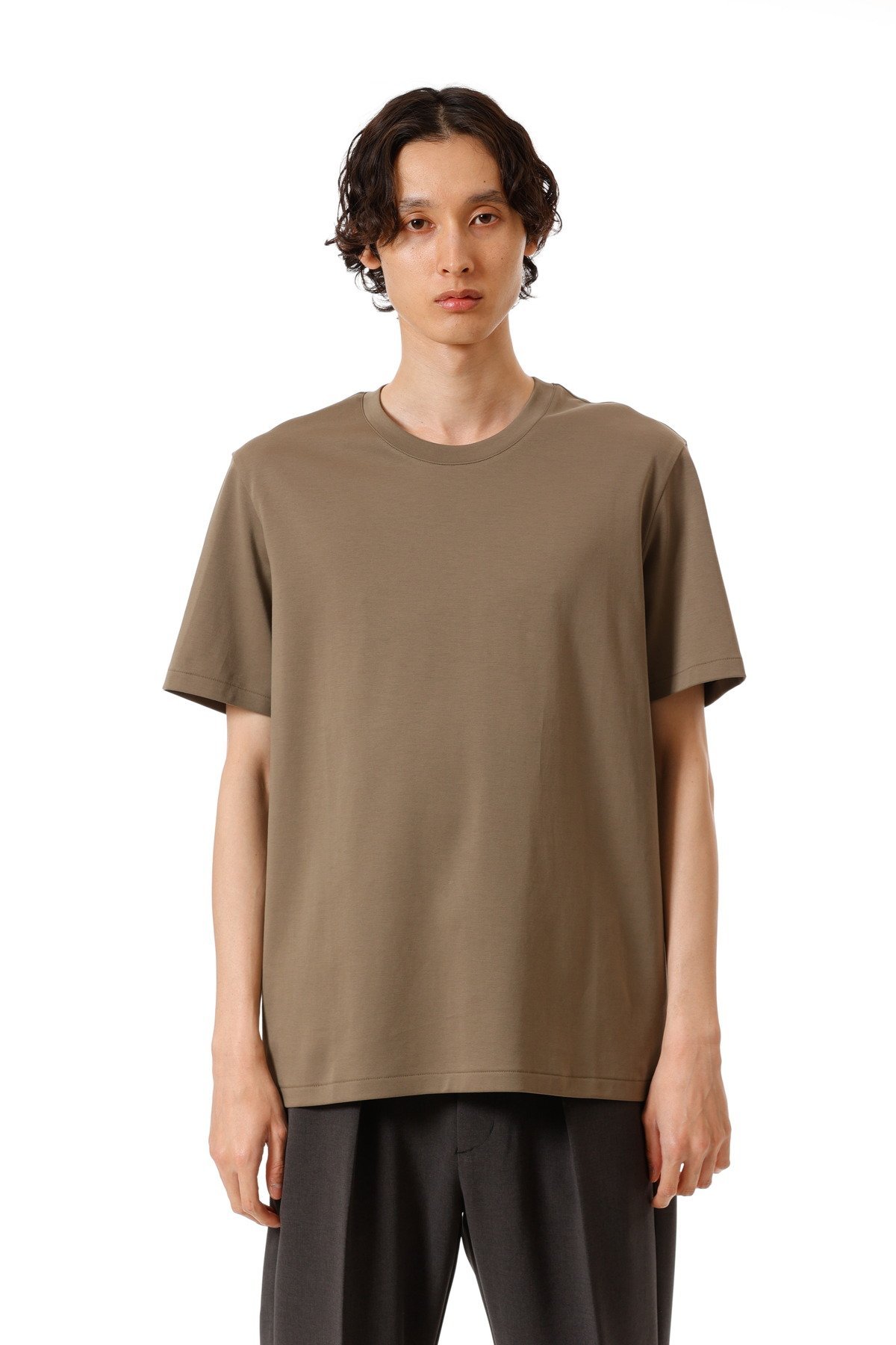 ATTACHMENT コットンダブルフェイス スリムフィットS/STシャツ アタッチメント トップス カットソー・Tシャツ カーキグリーン グレー ブラウン ブラック ホワイト【送料無料】