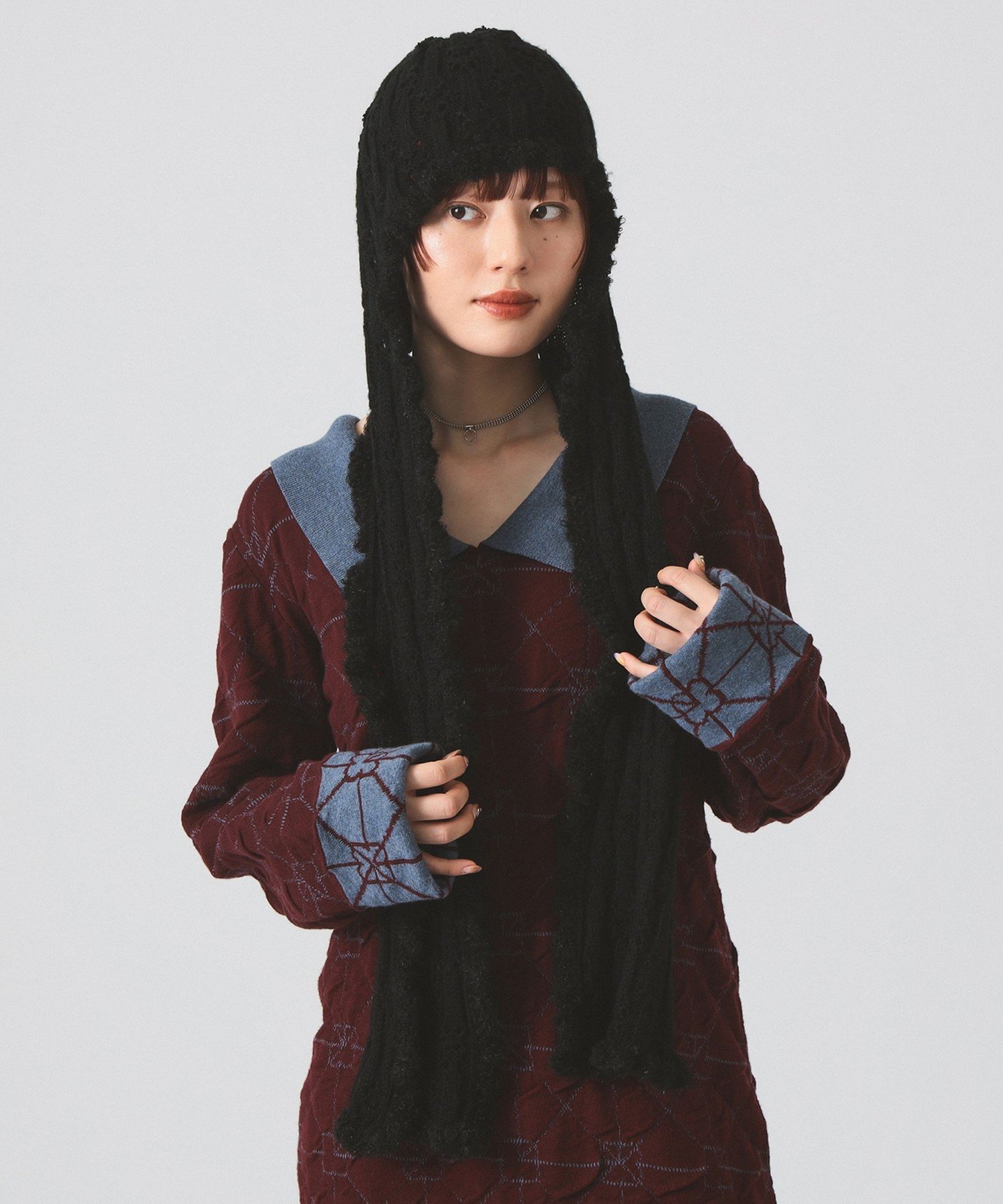 Ray BEAMS フリル フード マフラー ビームス ウイメン ファッション雑貨 マフラー・ストール・ネックウォーマー ブラック【送料無料】のサムネイル