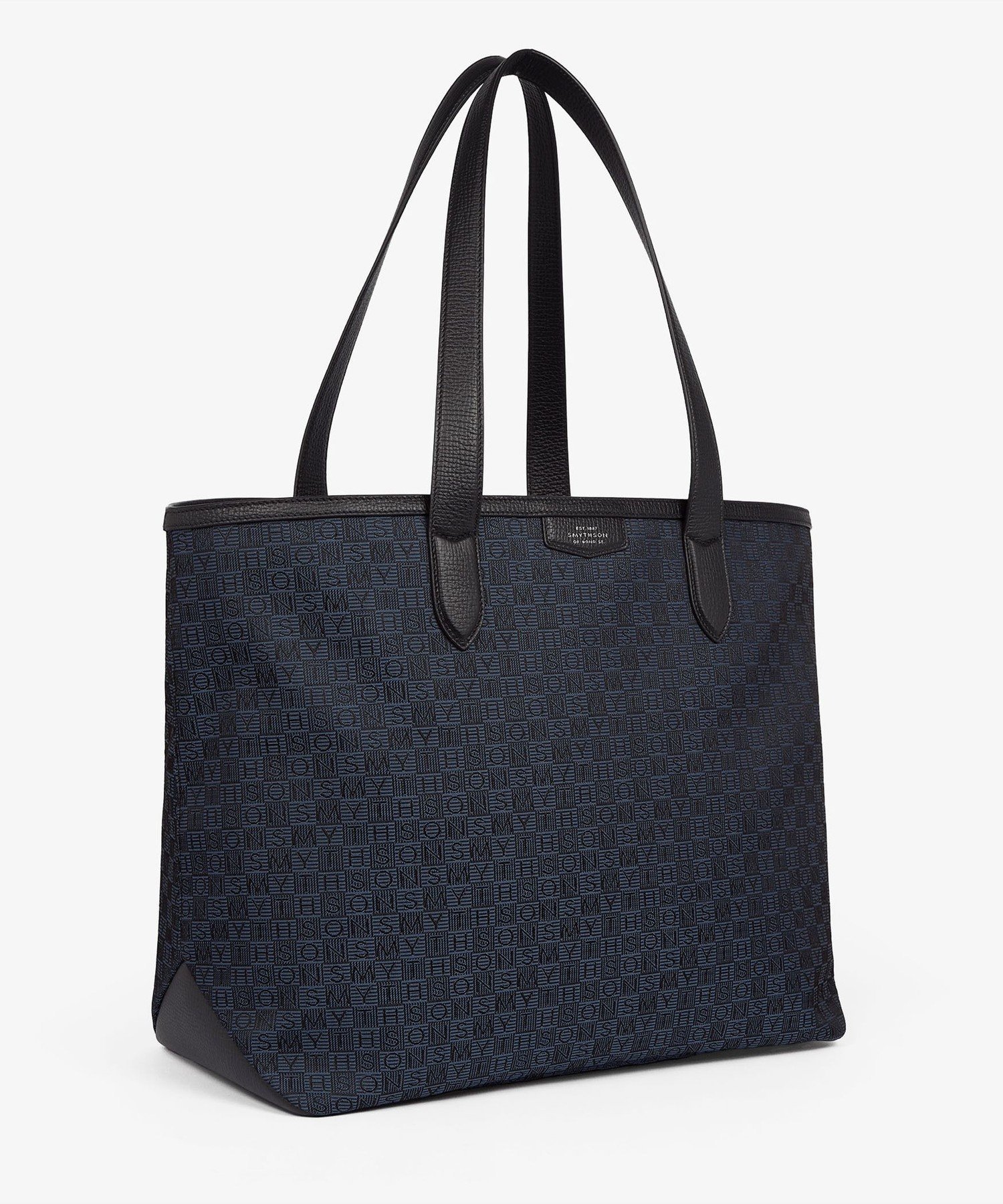 SMYTHSON Tote Bag in Stamp Canvas スマイソン バッグ トートバッグ ネイビー【送料無料】
