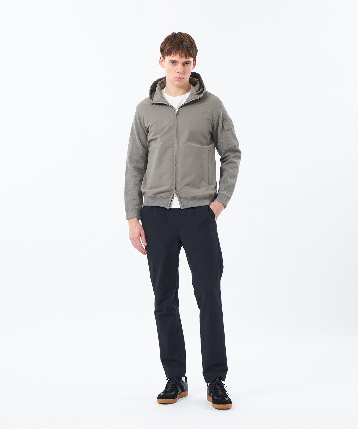 MACKINTOSH PHILOSOPHY リブダンボールニット コンビパーカー マッキントッシュ フィロソフィー ジャケット・アウター ブルゾン・ジャンパー グレー ネイビー【送料無料】