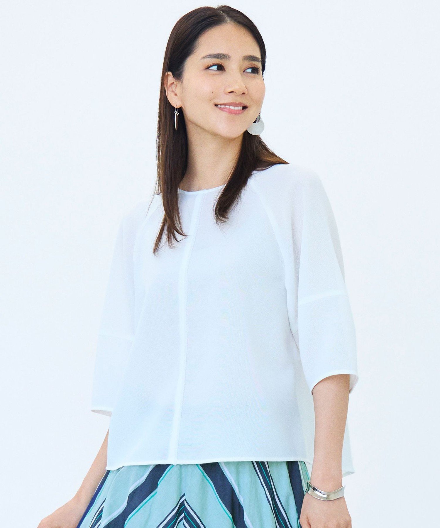 自由区 L 【カタログ掲載・人気素材・NEWデザイン】ラスティックメッシュラグランスリーブ ブラウス ジユウク トップス シャツ・ブラウス ホワイト ブラック