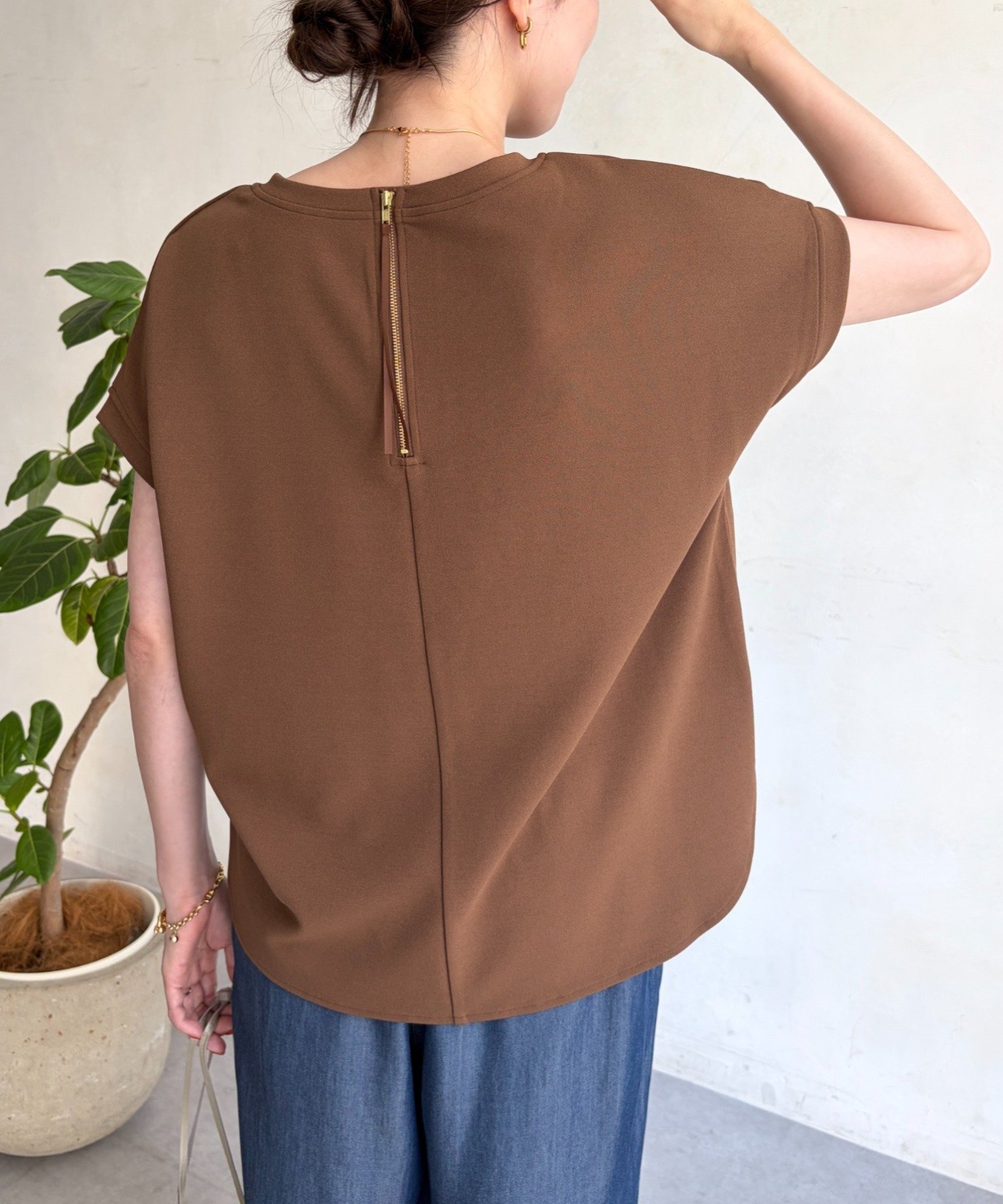 Jena espace merveilleux ジョーゼットカットソー ジェナエスパスメルヴェイユ トップス カットソー・Tシャツ ブラウン ブラック ホワイト