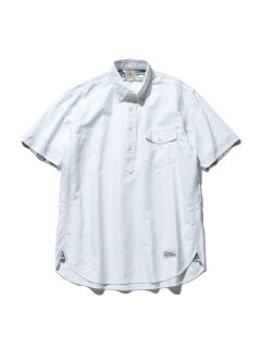 Oxford Lahaina Sailor Short Sleeve Popover Button Down Shirt HHOVIA0613: White Oxford Lahaina Sailor Short Sleeve Popover Button Down Shirt HHOVIA0613: White