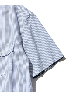 Oxford Lahaina Sailor Short Sleeve Popover Button Down Shirt HHOVIA0613: Saxe Stripe Oxford Lahaina Sailor Short Sleeve Popover Button Down Shirt HHOVIA0613: Saxe Stripe