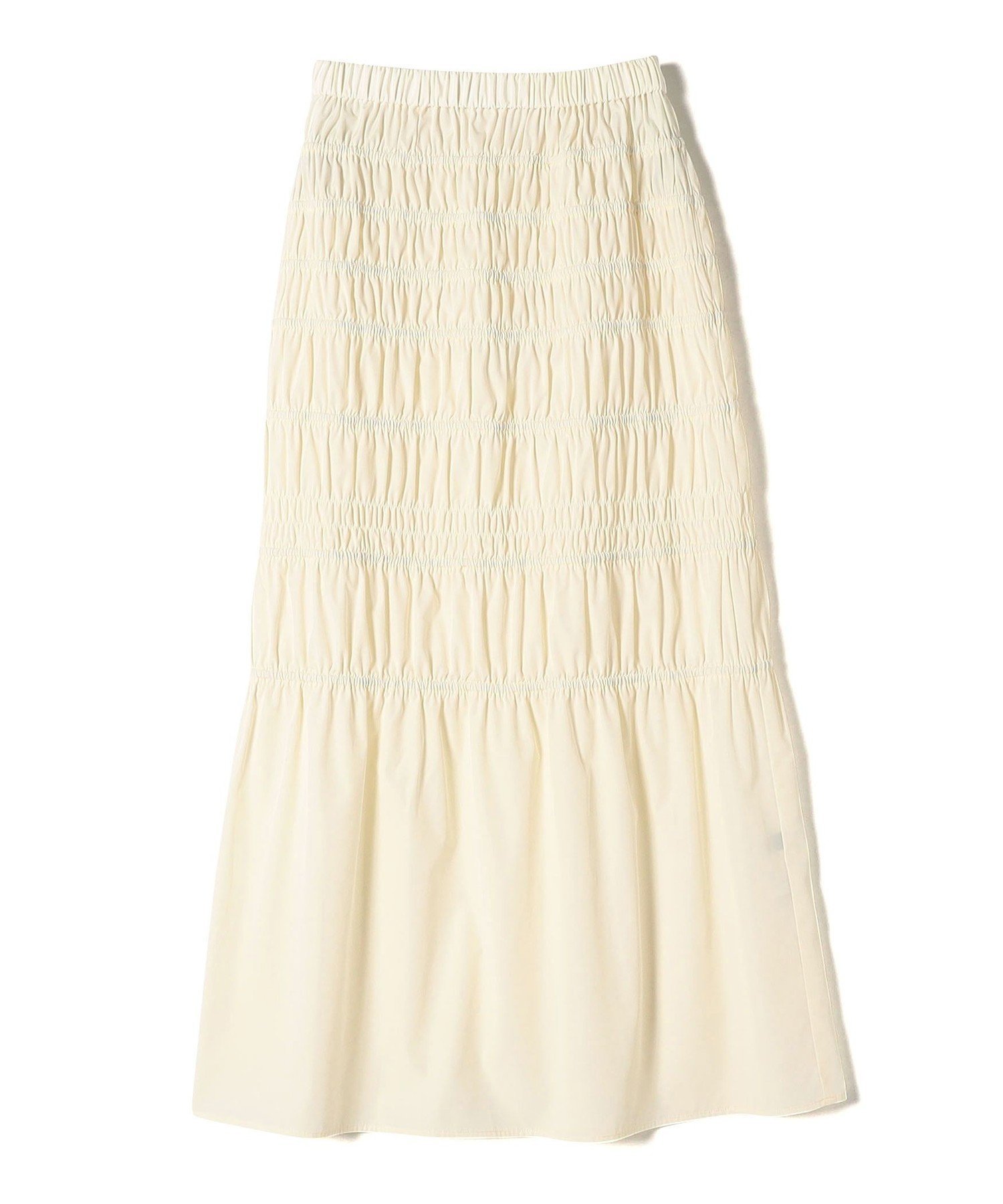 【SALE／70%OFF】SHIPS WOMEN ＜手洗い可能＞シャーリングギャザースカート 24SS ◇ シップス スカート ロング・マキシスカート ホワイト ブラック【送料無料】