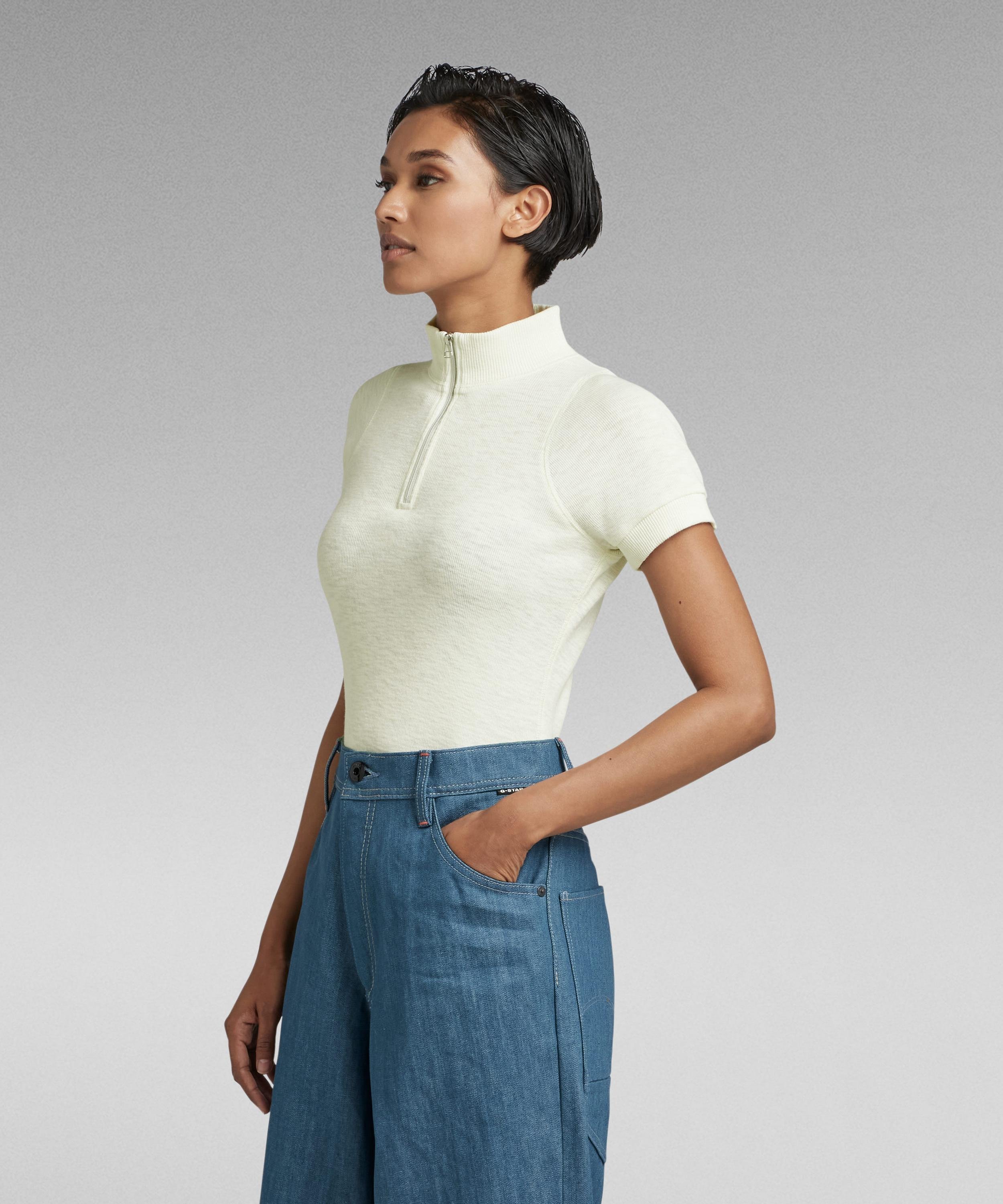 【公式ショップ】CYCLING ULTRA SLIM ZIP TOP/モックネックハーフジップT ジースターロゥ トップス カットソー・Tシャツ ホワイト