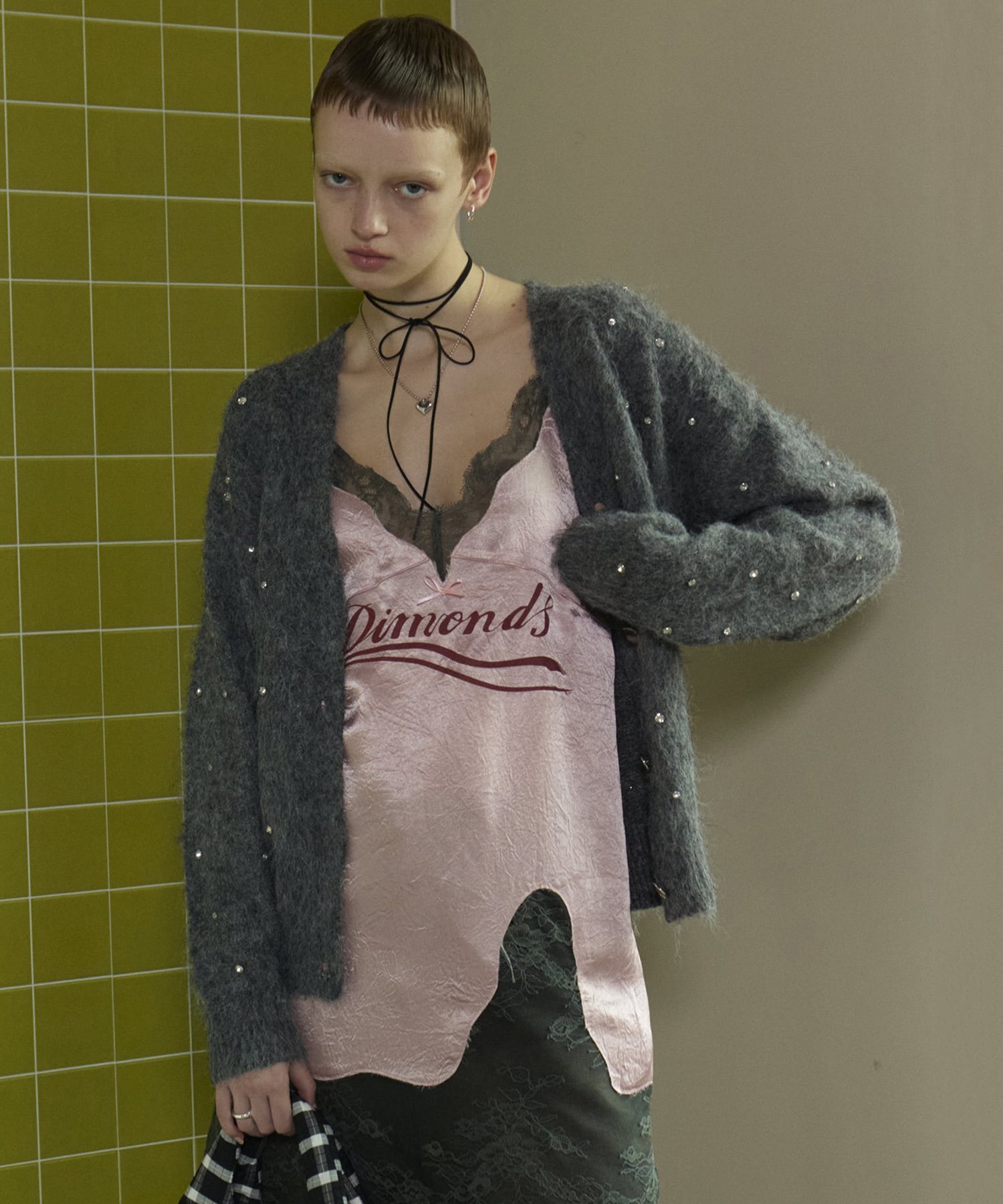 MAISON SPECIAL Sparkling Bijou Knit Cardigan メゾンスペシャル トップス カーディガン グレー ブラック ピンク【送料無料】のサムネイル