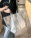 【SALE/30%OFF】miniministore 大容量トートバッグ 合皮 男女兼用バッグ ミニミニストア バッグ トートバッグ シルバー ブラック