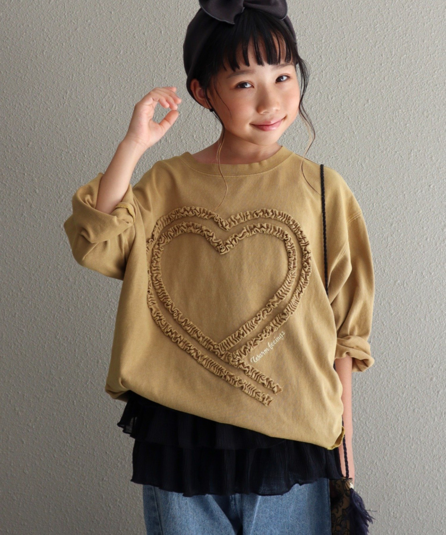 CIAOPANIC TYPY 【WEB限定】【KIDS】ピグメント加工ハートモチーフ長袖カットソー チャオパニックティピー トップス カットソー・Tシャツ ブルー ブラウン グレー ホワイトのサムネイル