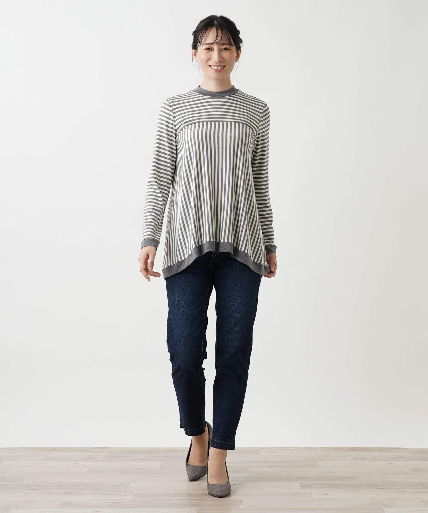 Leilian カットソー【MUSE BY ROCHAS Premiere】 レリアン トップス カットソー・Tシャツ ネイビー ホワイト