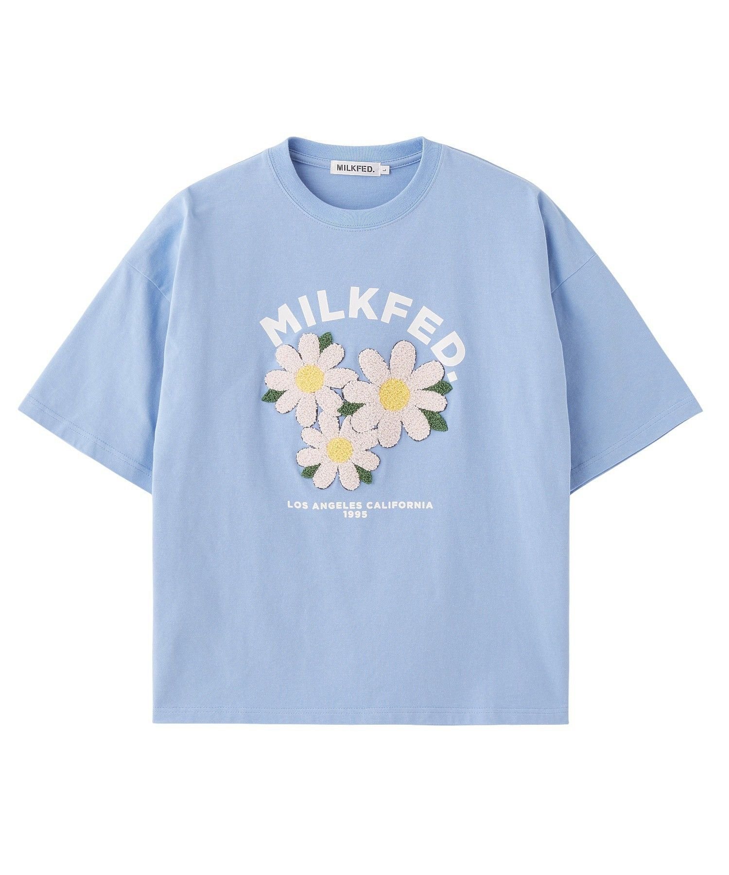 MILKFED. FLOWER SAGARA EMBROIDERY WIDE S/S TEE ミルクフェド トップス カットソー・Tシャツ グレー
