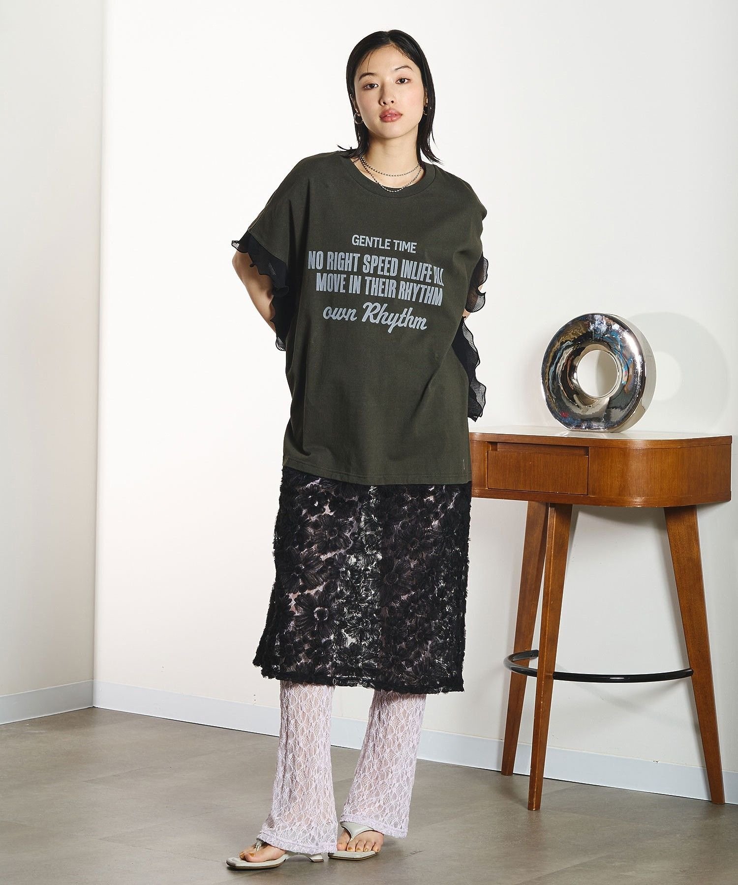 ROSE BUD OKIRAKU×ROSEBUD/LACE SKIRT LOGO DRESS ローズバッド ワンピース・ドレス ワンピース ブラック