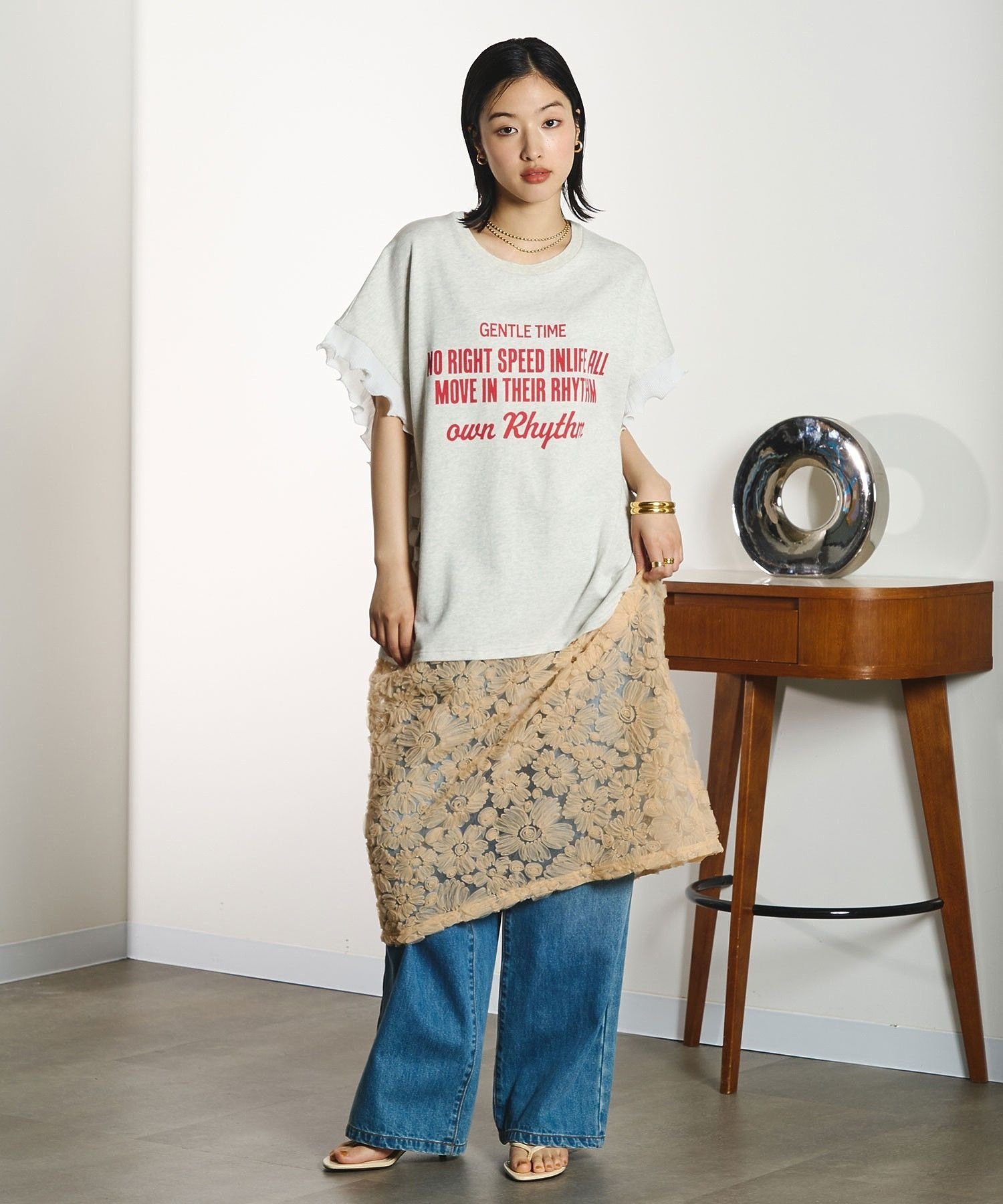 ROSE BUD OKIRAKU×ROSEBUD/LACE SKIRT LOGO DRESS ローズバッド ワンピース・ドレス ワンピース ブラック