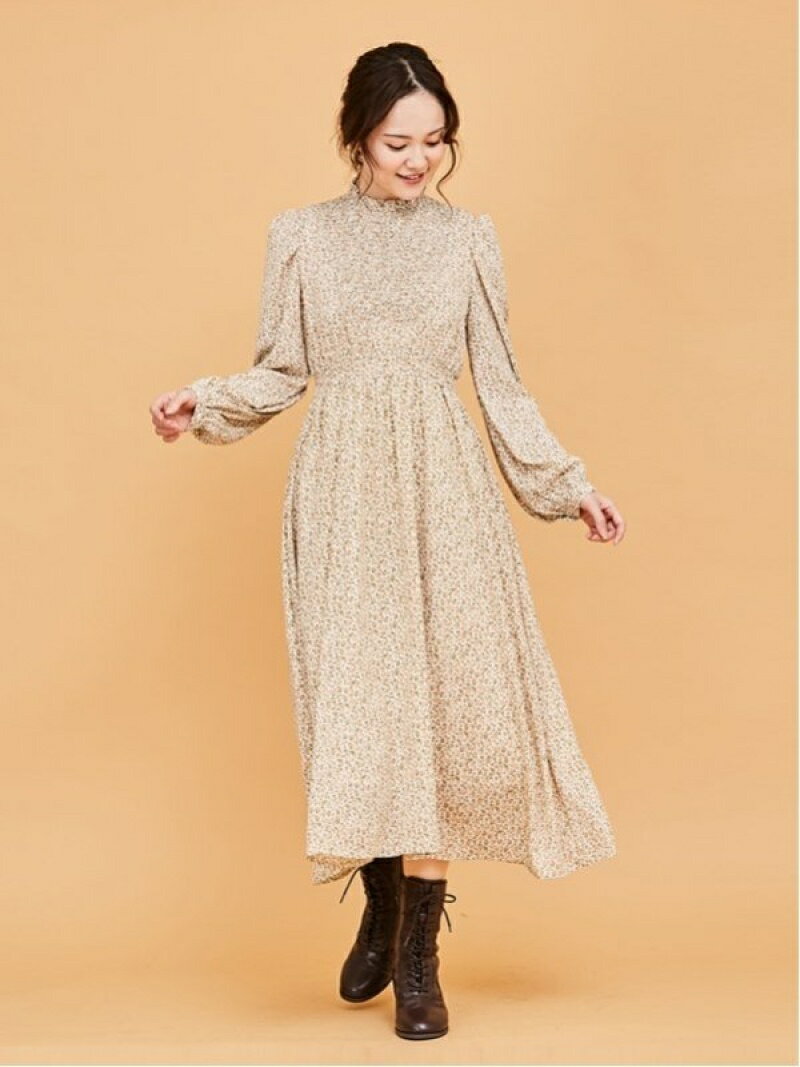 axes femme (W)シャーリング花柄OP アクシーズファム ワンピース・ドレス その他のワンピース・ドレス ベージュ ブラックのサムネイル