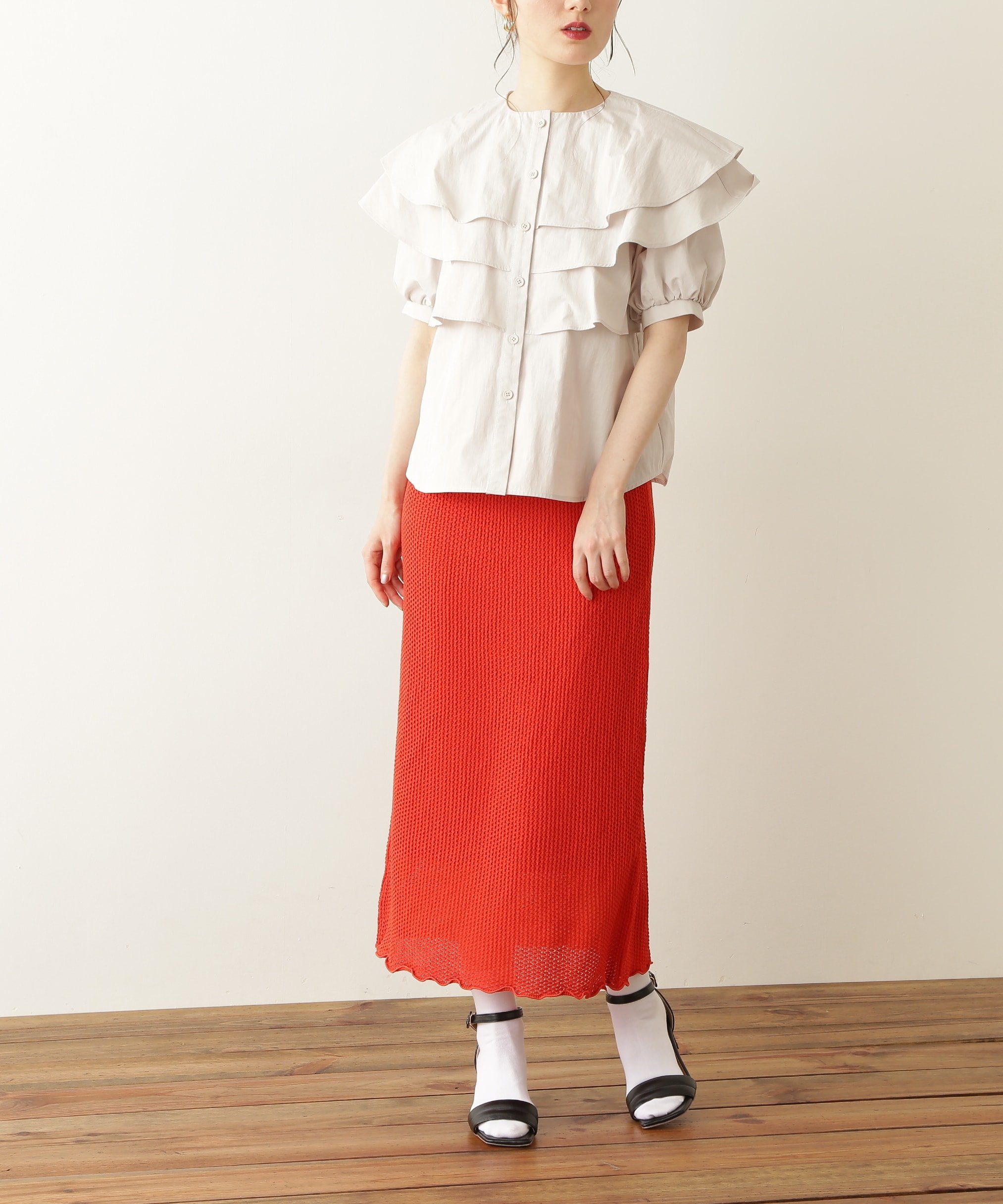 【SALE／60%OFF】N. Natural Beauty Basic 透かし柄ニットスカート＜n.'look＞ エヌ ナチュラルビューティーベーシック* スカート その他のスカート ブルー ブラウン レッド