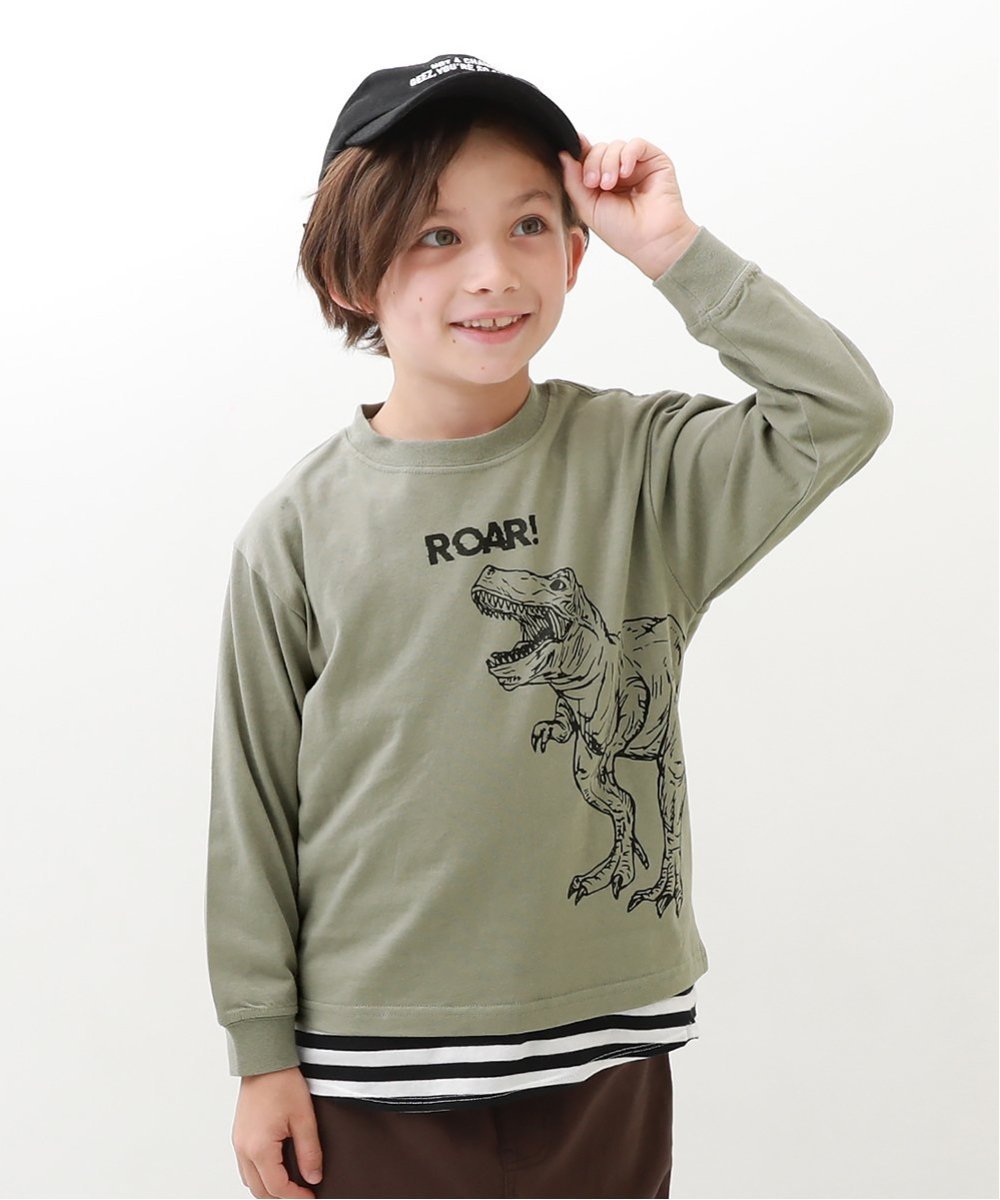 devirock デビラボ 袖リブ 長袖Tシャツ デビロック 子供服 キッズ デビロック カットソー Tシャツ ブラック カーキ ホワイト ブラウン オレンジ グリーン ブルー グレー