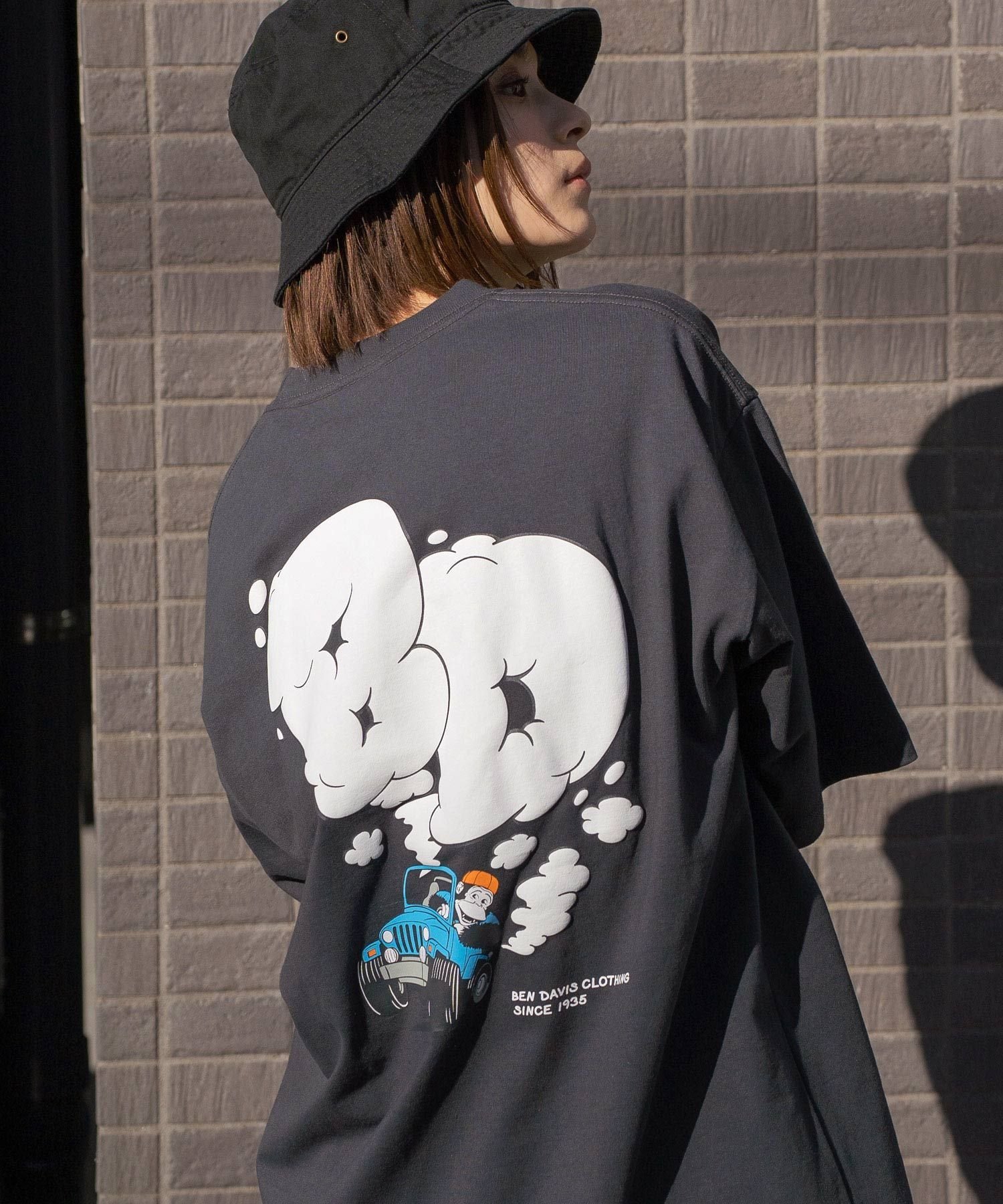 BEN DAVIS / WHITE LABEL SMOKING 4WD TEE / バックプリント 半袖 Tシャツ ナバル トップス カットソー・Tシャツ グレー ホワイト ピンク グリーン