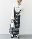 【SALE/60%OFF】SHIPS any SHIPS any: ドット ジャカード サスペンダー スカート シップス スカート ロング・マキシスカート ホワイト ブラック【送料無料】