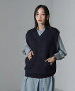 【SALE/60%OFF】NANO universe ツイード調ニットベスト ナノユニバース トップス ニット ベージュ ブルー ネイビー