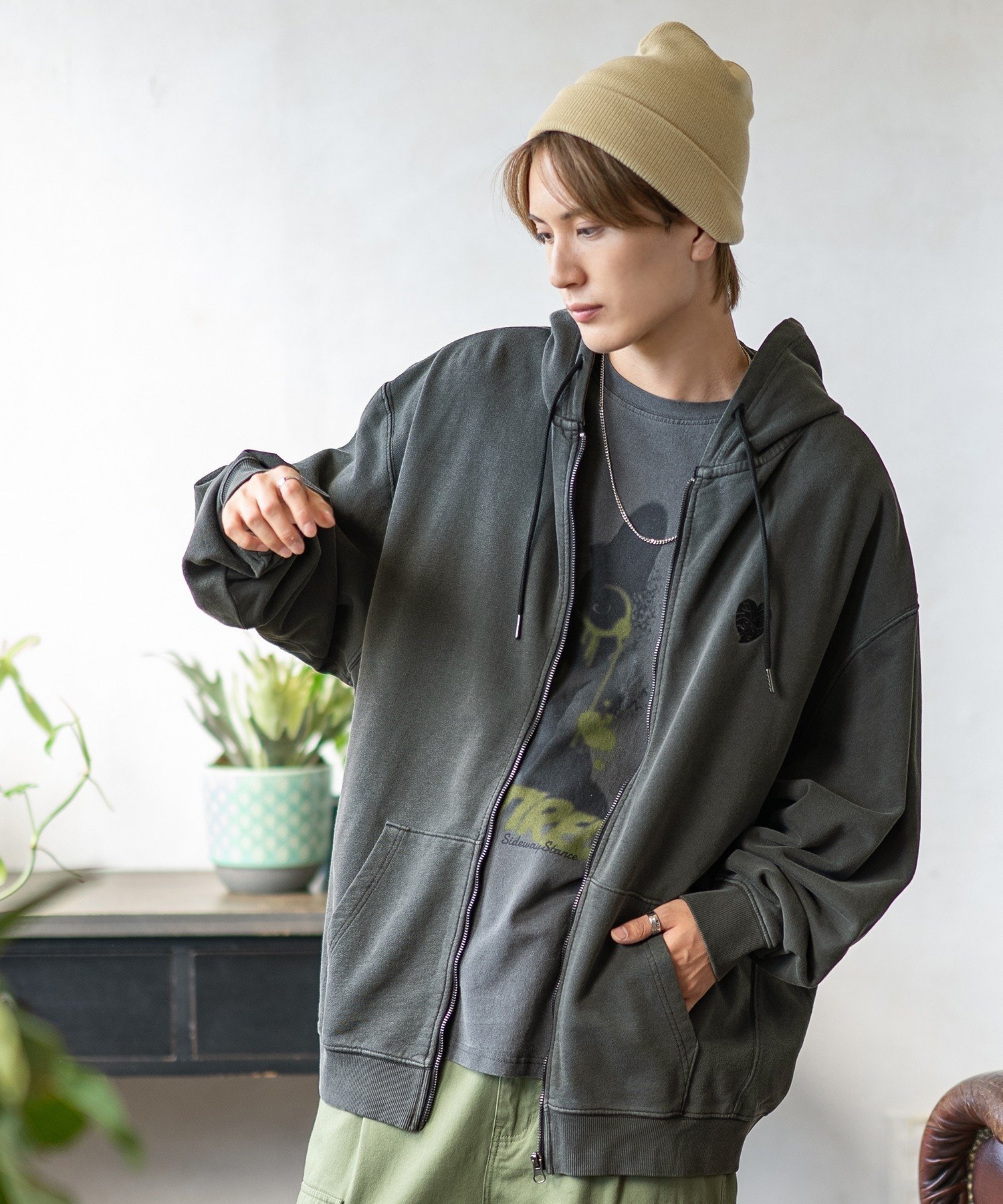 【SALE／54%OFF】SIDEWAY STANCE SIDEWAY STANCE サイドウェイスタンス ピグメント ハート スウェット ジップパーカー インプローブス トップス パーカー・フーディー ブラック ブラウン【送料無料】