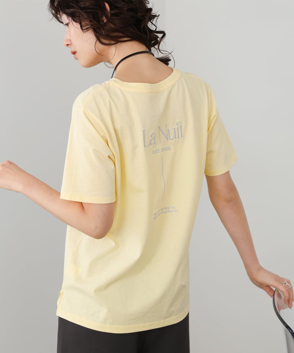 バックロゴ刺繍Tシャツ バブ / ブージュルード トップス カットソー・Tシャツ ブラック ピンク イエロー ホワイト