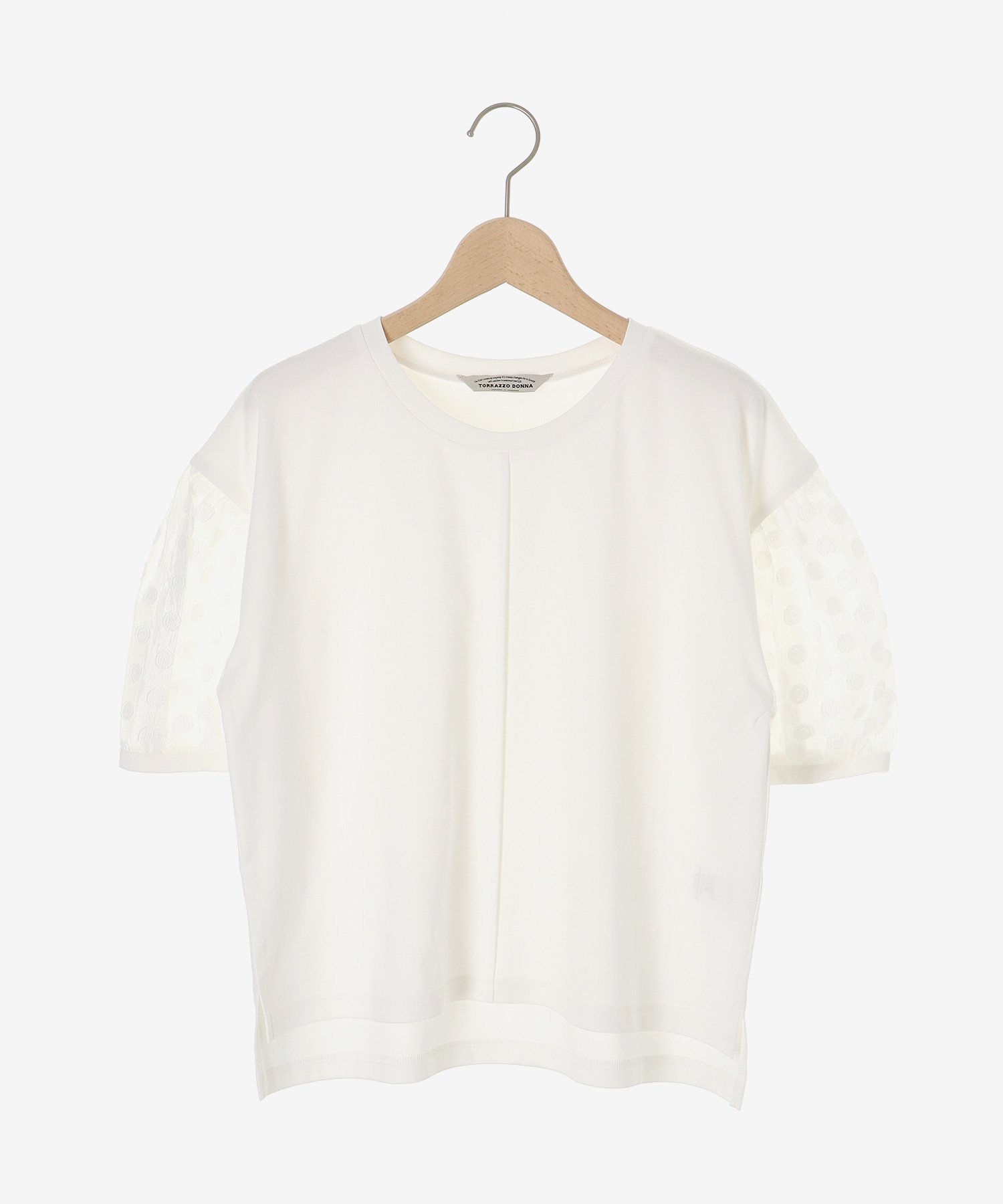 le.coeur blanc TORRAZZO DONNAドット切替カットソー ルクールブラン トップス カットソー・Tシャツ ホワイト ブラック