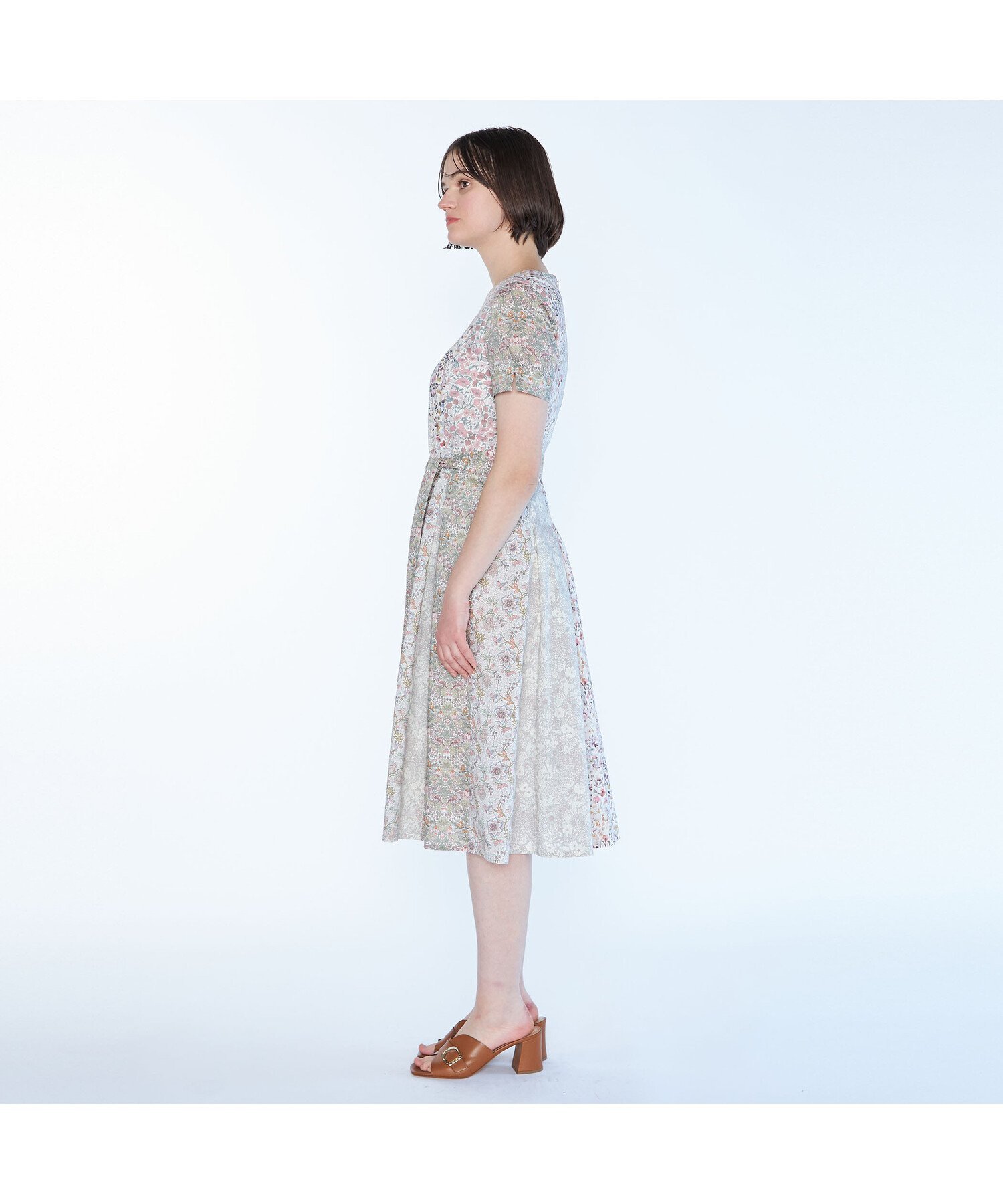 【SALE／42%OFF】SCAPA 【WEB限定】Liberty Printパッチワーク3ワンピース スキャパ ワンピース・ドレス ドレス ピンク【送料無料】