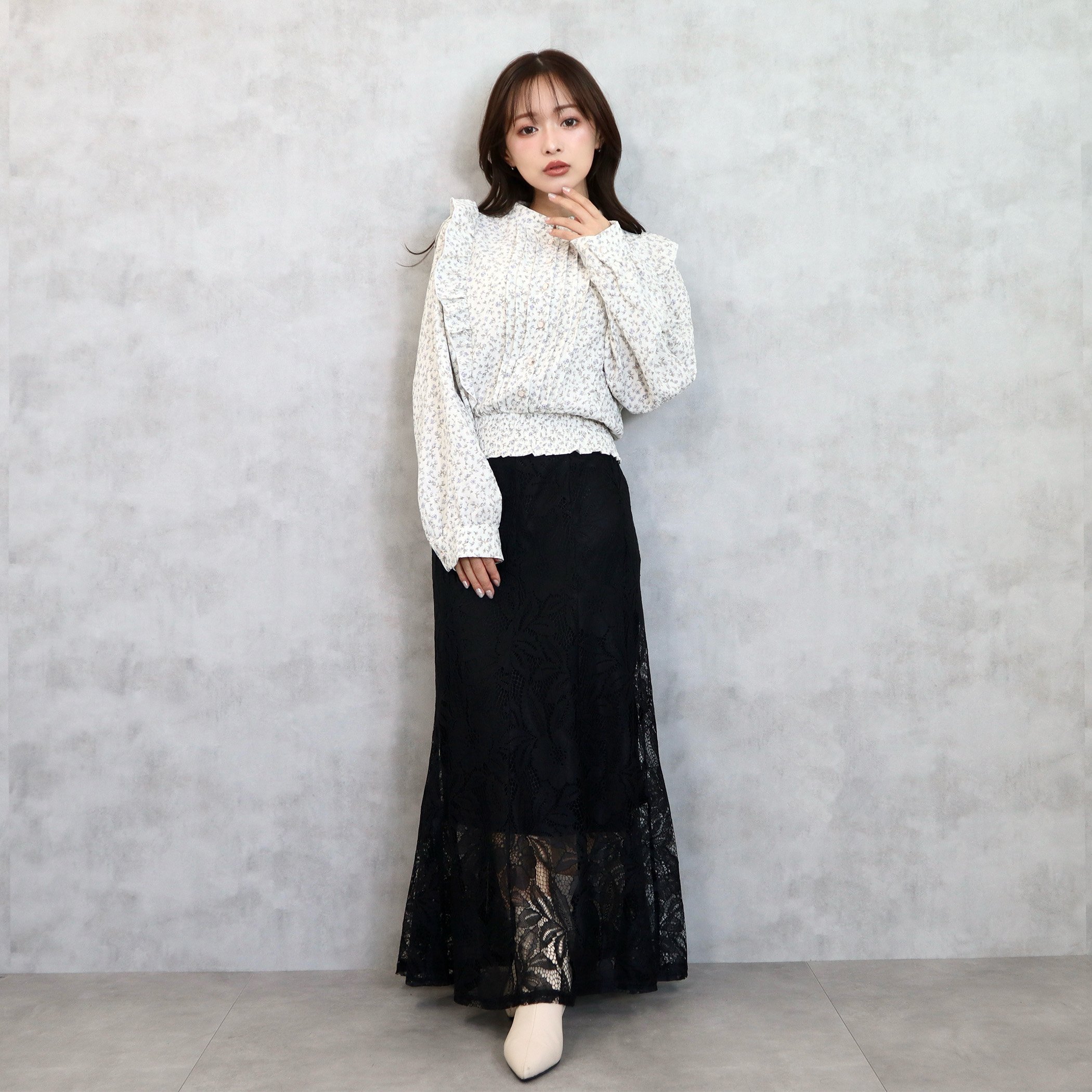 【SALE／50%OFF】CECIL McBEE レースマーメイドスカート セシルマクビー スカート ロング・マキシスカート ブラック