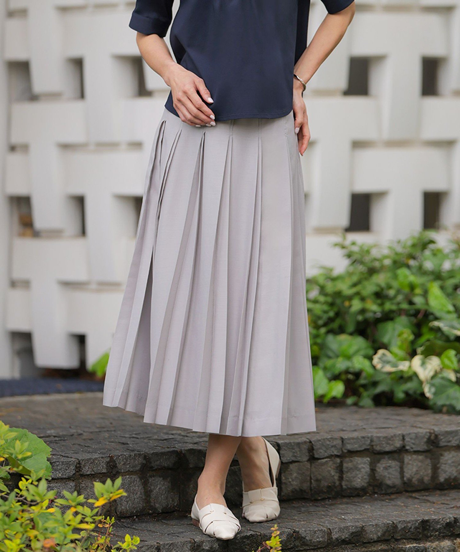 【SALE／20%OFF】J.PRESS LADIES L エアリースパンボイル プリーツ スカート ジェイプレス スカート その他のスカート ブラウン グレー ネイビー【送料無料】