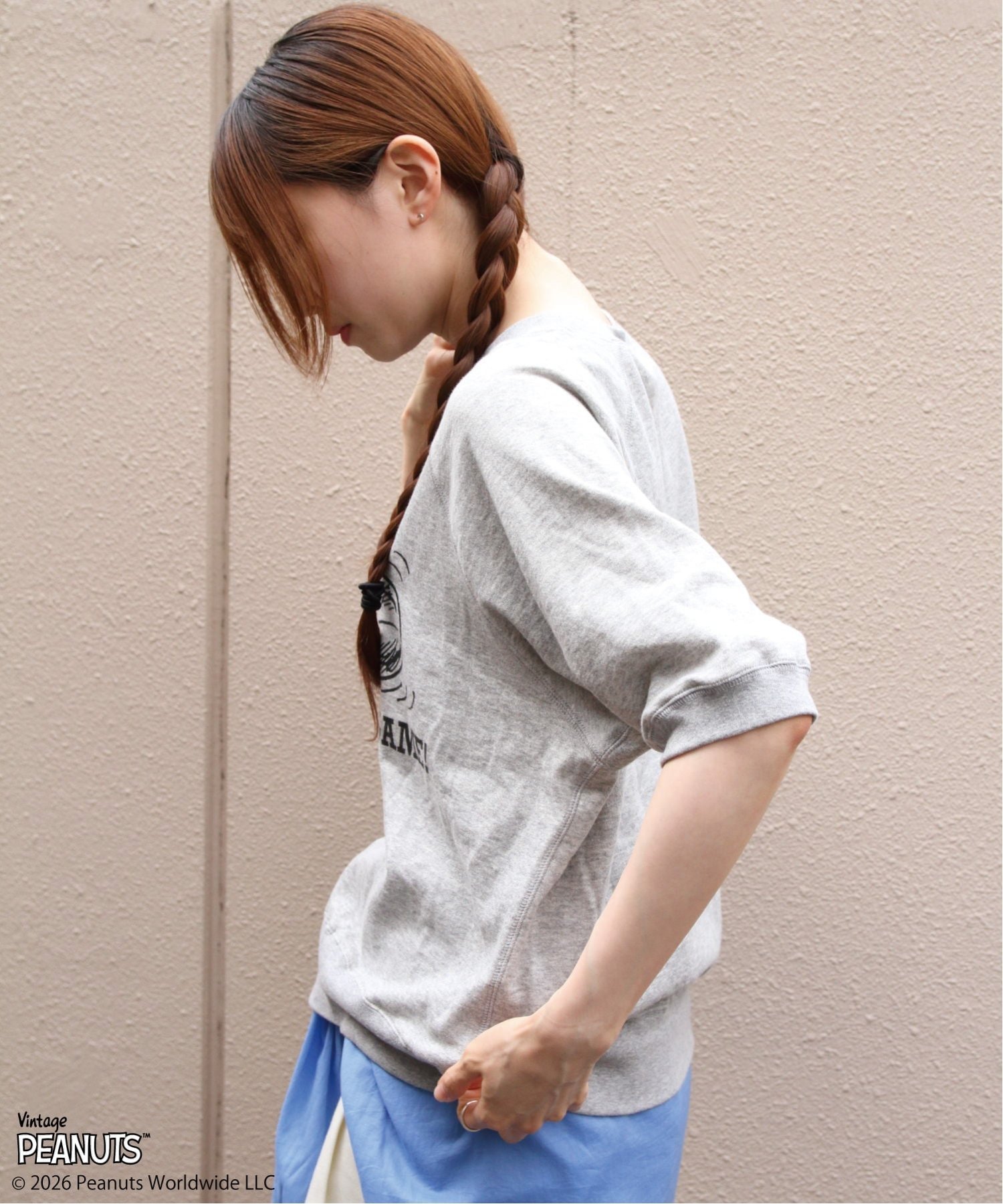 THE SHINZONE シンゾーン PEANUTS HALF SLEEVE SWEATSHIRT ステップス トップス カットソー・Tシャツ ブルー グレー