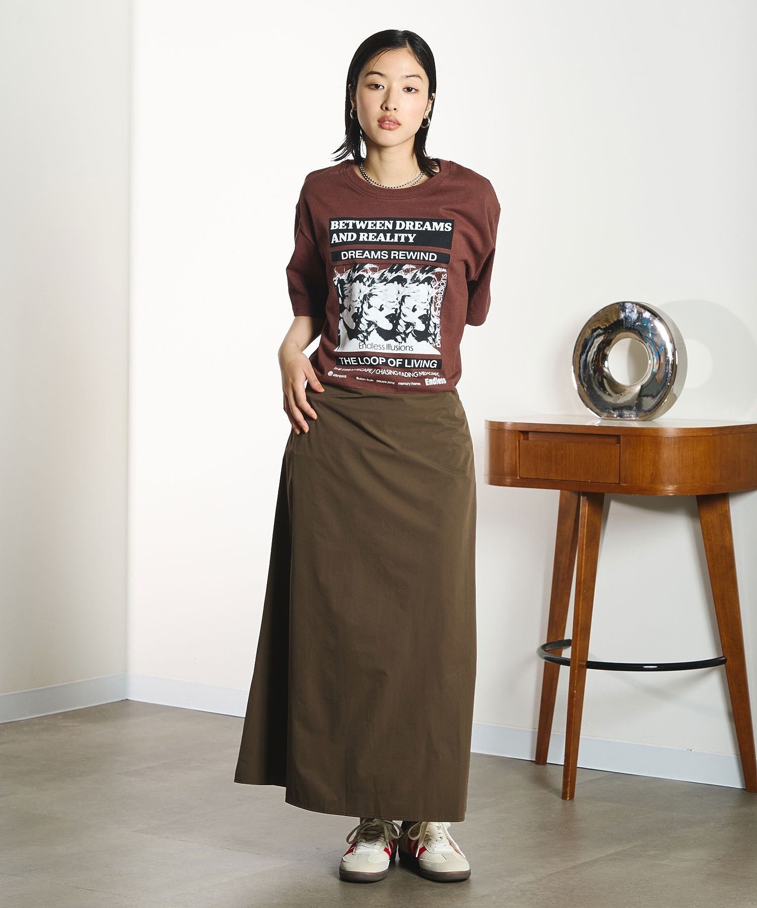 ROSE BUD OKIRAKU×ROSEBUD/BACK OPEN GRAPHIC DRESS ローズバッド ワンピース・ドレス ワンピース ブラック ブラウン