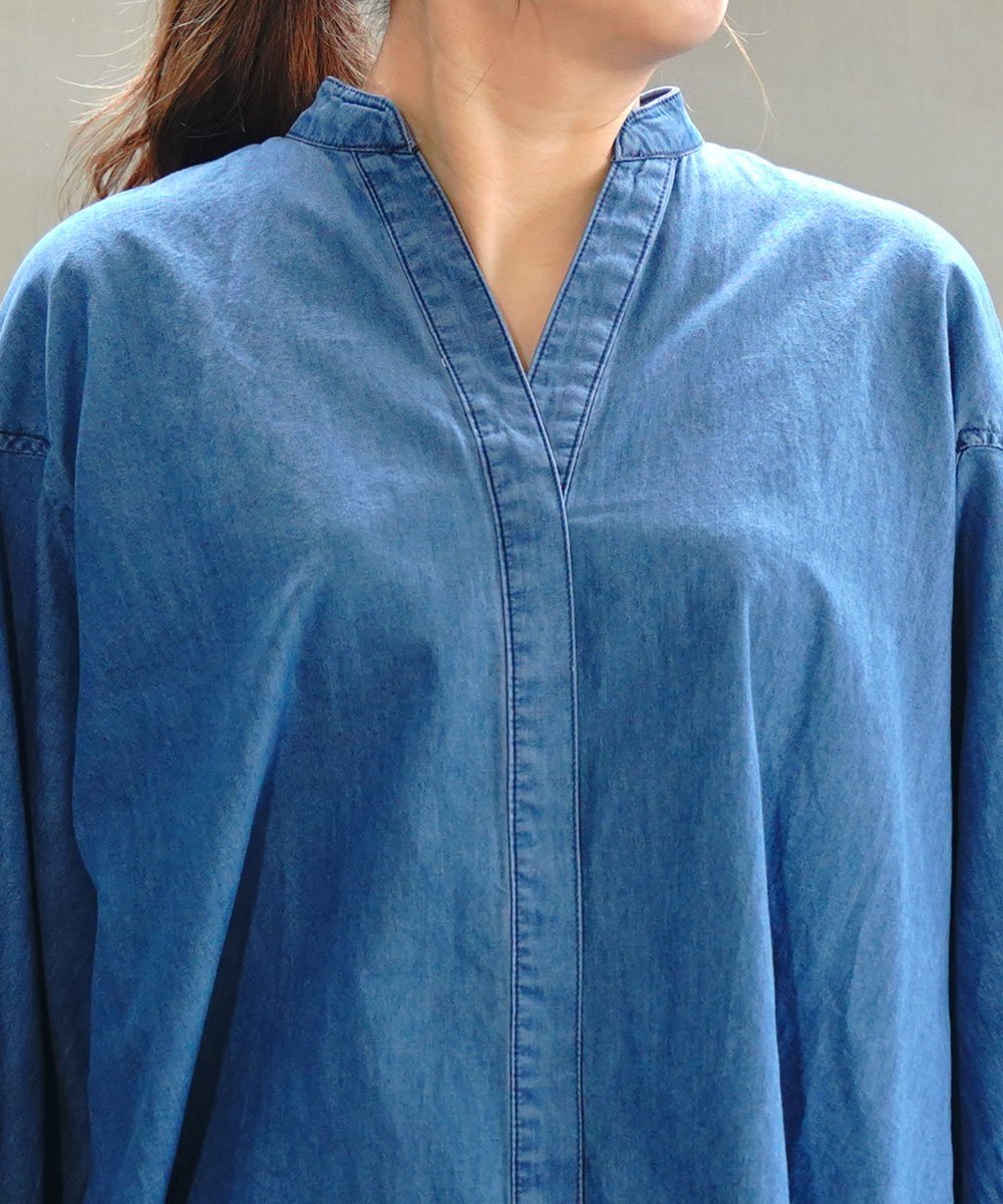 BLEU COMME. ブルーコム デニム袖ふんわりシャツ ブルーコムブルー トップス シャツ・ブラウス