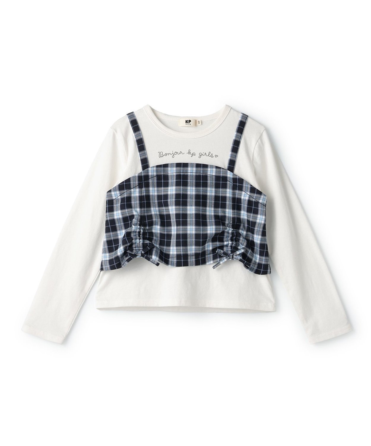 KP 【福袋】チェックレイヤード風長袖Tシャツ ナルミヤオンライン トップス カットソー・Tシャツ ホワイト【送料無料】のサムネイル