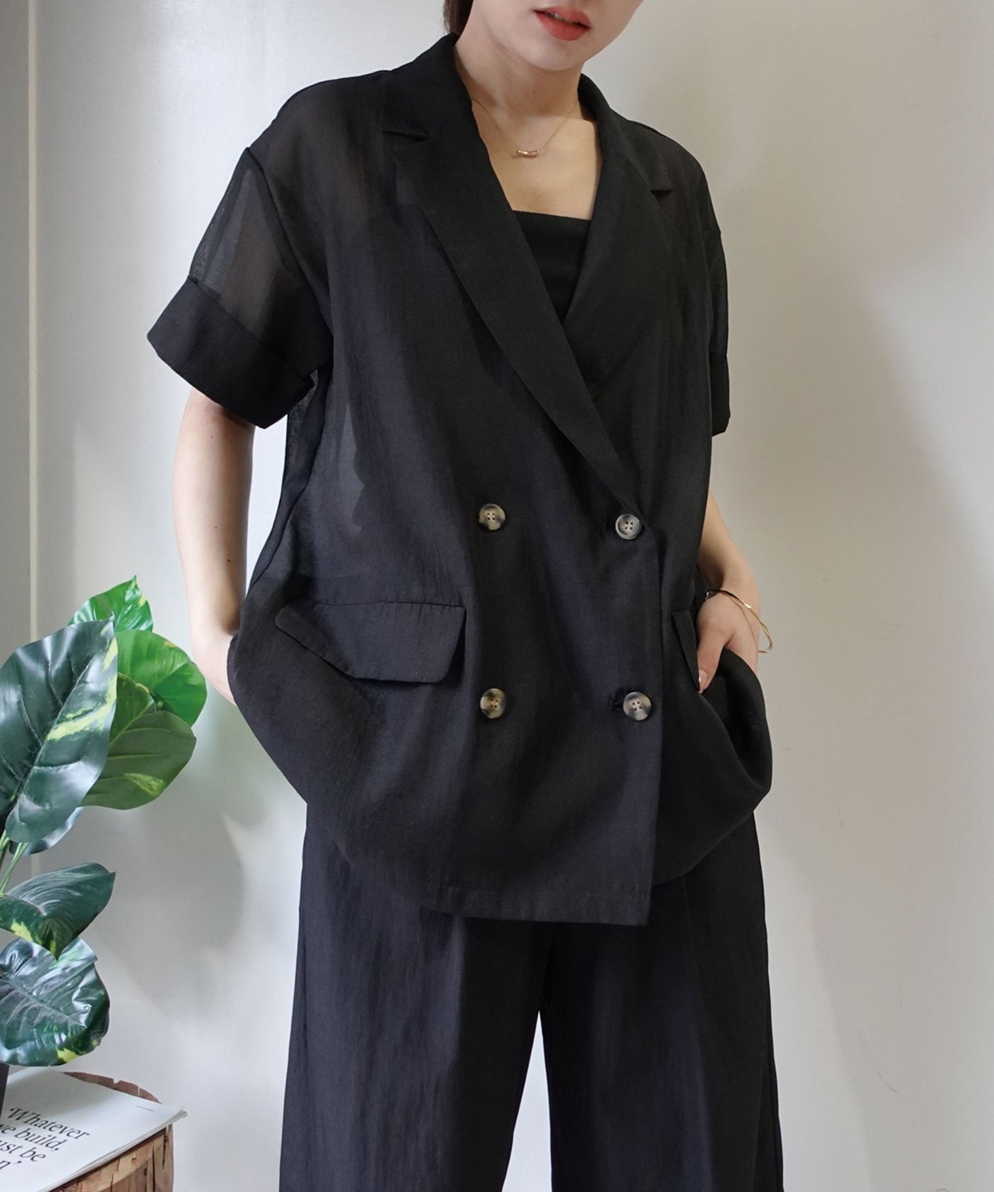 【SALE／10%OFF】CORNERS シアー半袖テーラードジャケット コーナーズ ジャケット・アウター テーラードジャケット・ブレザー グレー ベージュ ブラウン ブラック【送料無料】