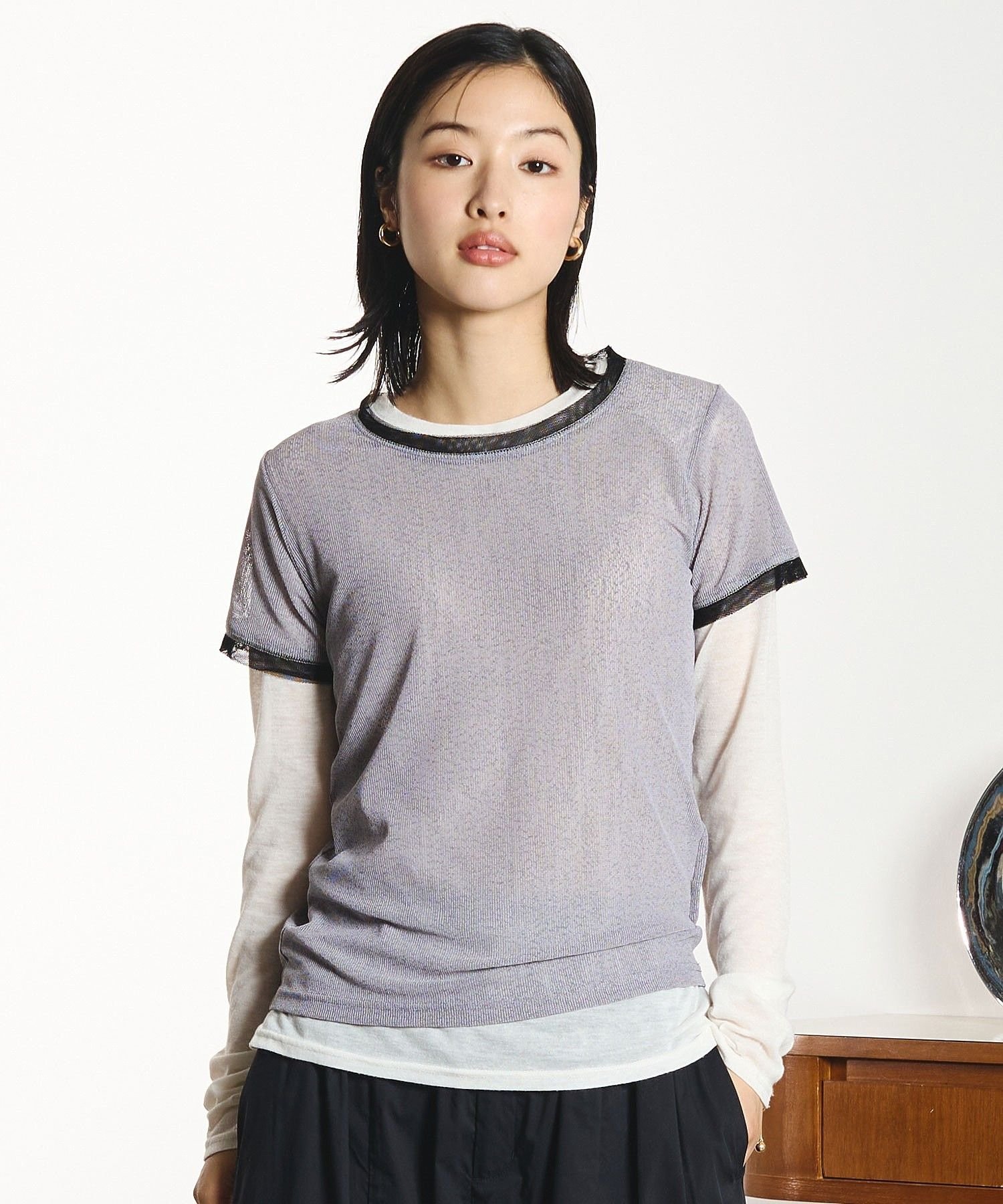 ROSE BUD OKIRAKU×ROSEBUD/MESH TEE ローズバッド トップス シャツ・ブラウス ホワイト