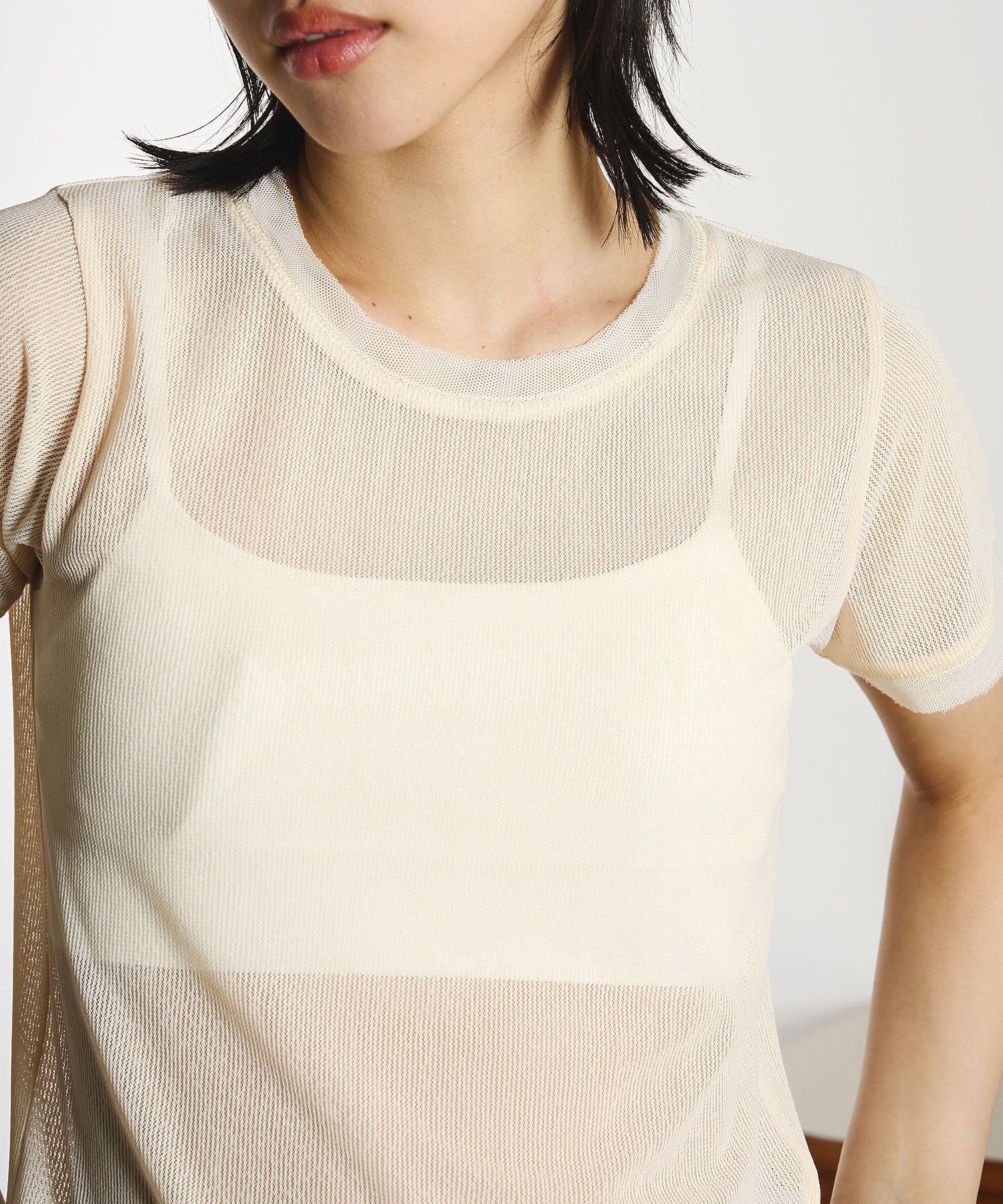 ROSE BUD OKIRAKU×ROSEBUD/MESH TEE ローズバッド トップス シャツ・ブラウス ホワイト