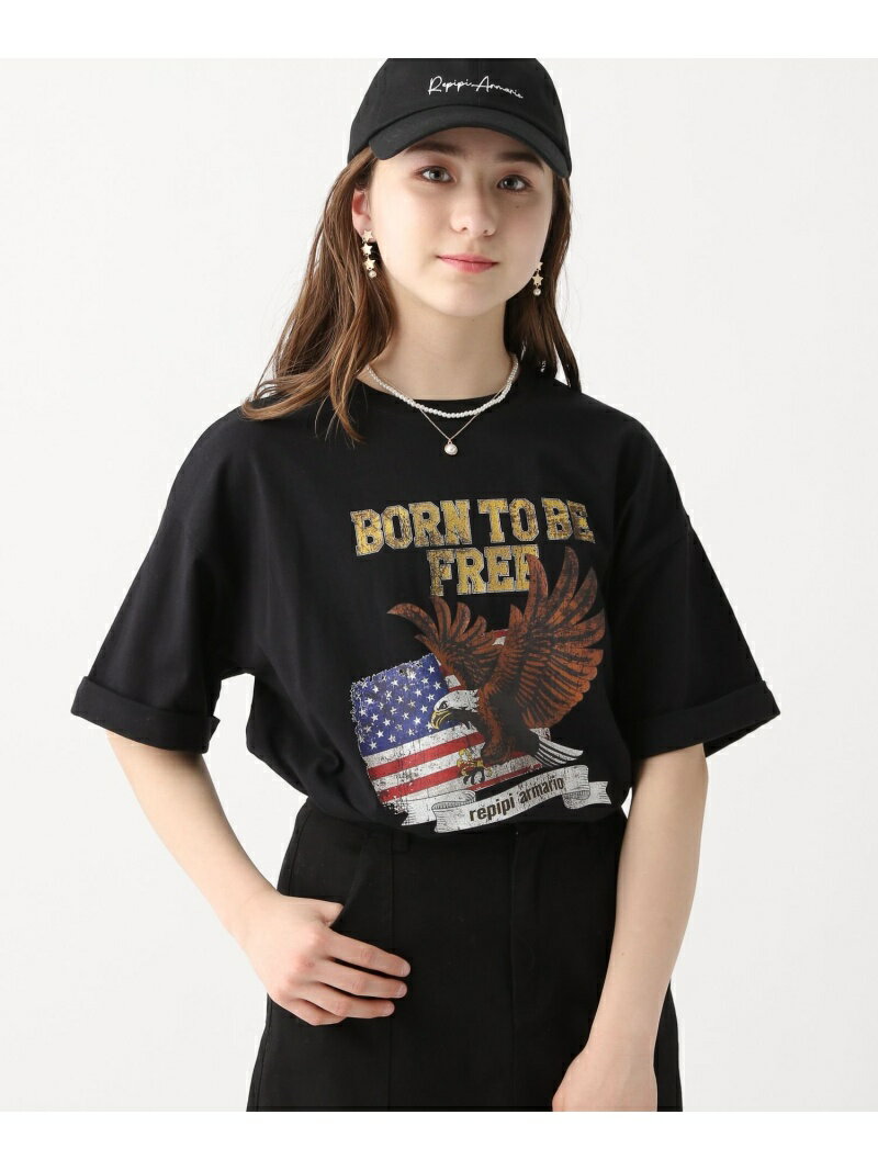 【SALE／60%OFF】repipi armario (K)EagleプリントBIGTSS レピピアルマリオ トップス その他のトップス ブラック ホワイトのサムネイル