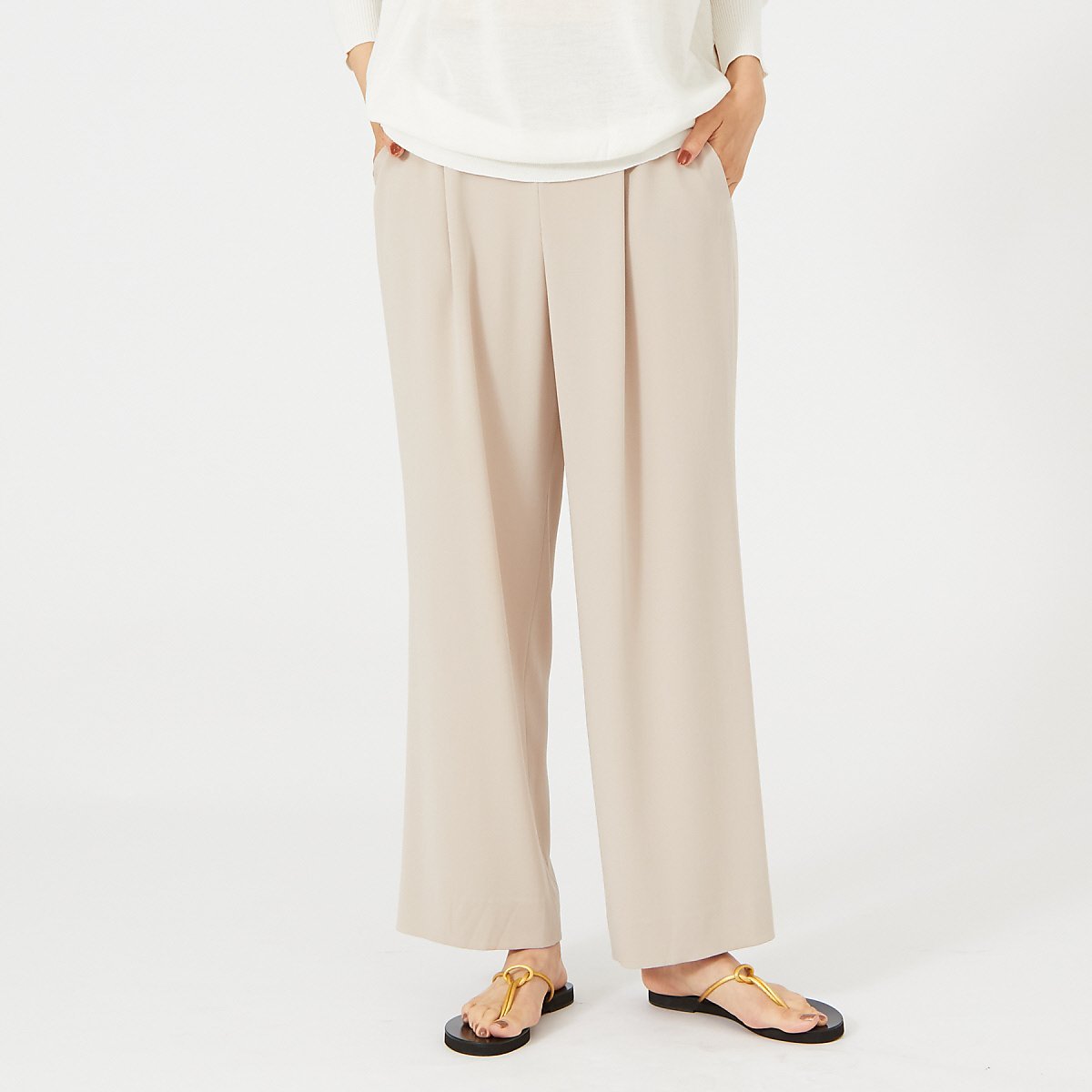 【SALE／40%OFF】qualite 《セットアップ対応》トリアセドレープタックパンツ カリテ パンツ その他のパンツ グレー【送料無料】のサムネイル