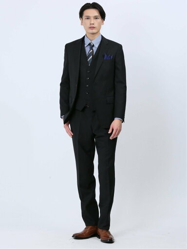 【SALE/2%OFF】m.f.editorial 光沢ウール混 スリムフィット 2ボタン3ピーススーツ ダイヤ黒 タカキュー スーツ・フォーマル セットアップスーツ ブラック【送料無料】 【SALE/2%OFF】m.f.editorial 光沢ウール混 スリムフィット 2ボタン3ピーススーツ ダイヤ黒 タカキュー スーツ・フォーマル セットアップスーツ ブラック【送料無料】
