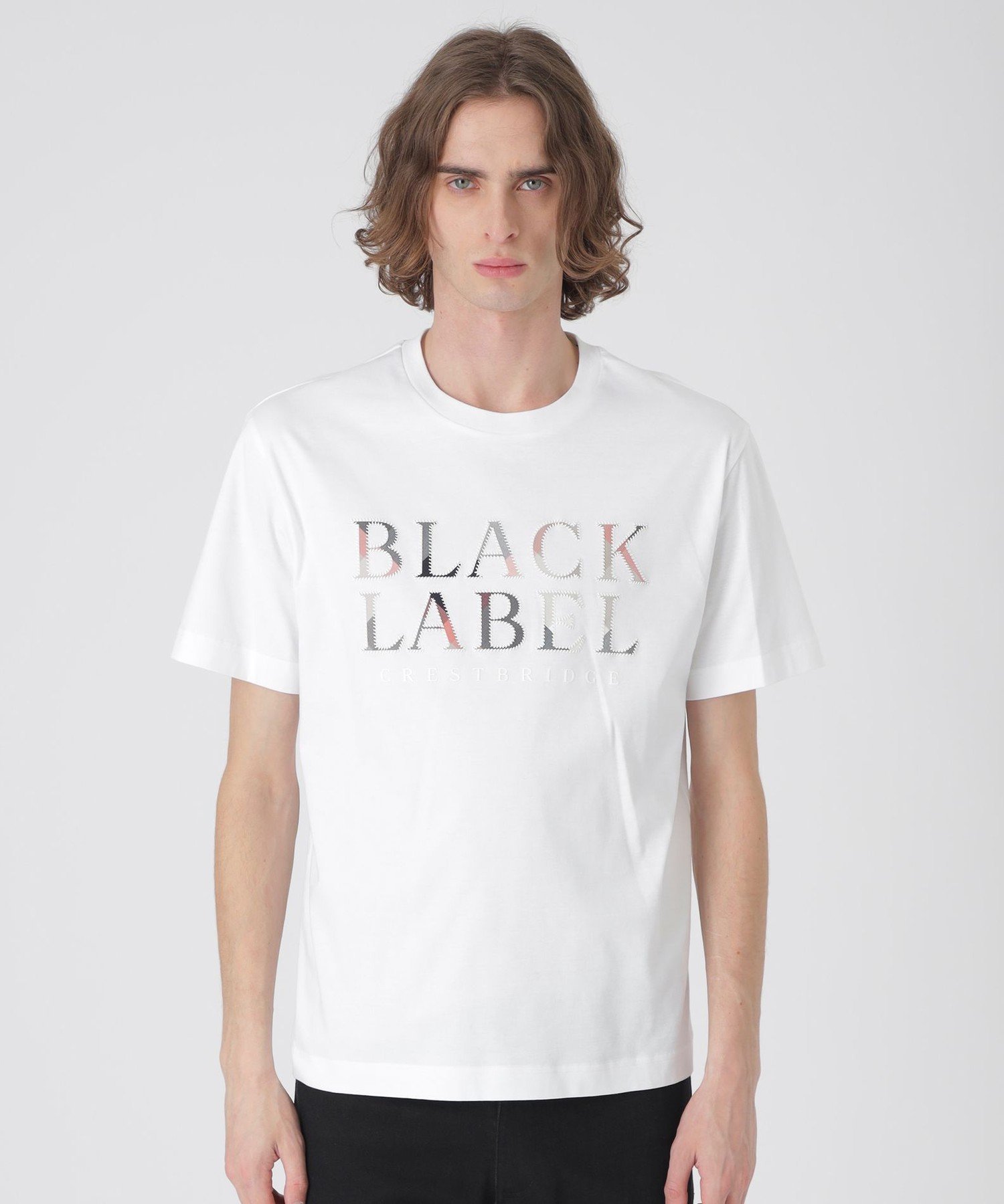 BLACK LABEL CRESTBRIDGE チェックコンビロゴグラフィックTシャツ ブルーレーベル / ブラックレーベル・クレストブリッジ トップス その他のトップス ホワイト ネイビー ベージュ オレンジ【送料無料】