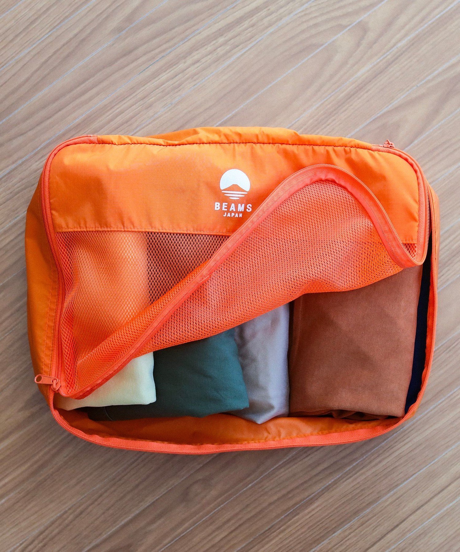 BEAMS JAPAN トラベルポーチ L ビームス ジャパン 財布・ポーチ・ケース その他の財布・ポーチ・ケース ネイビー オレンジ