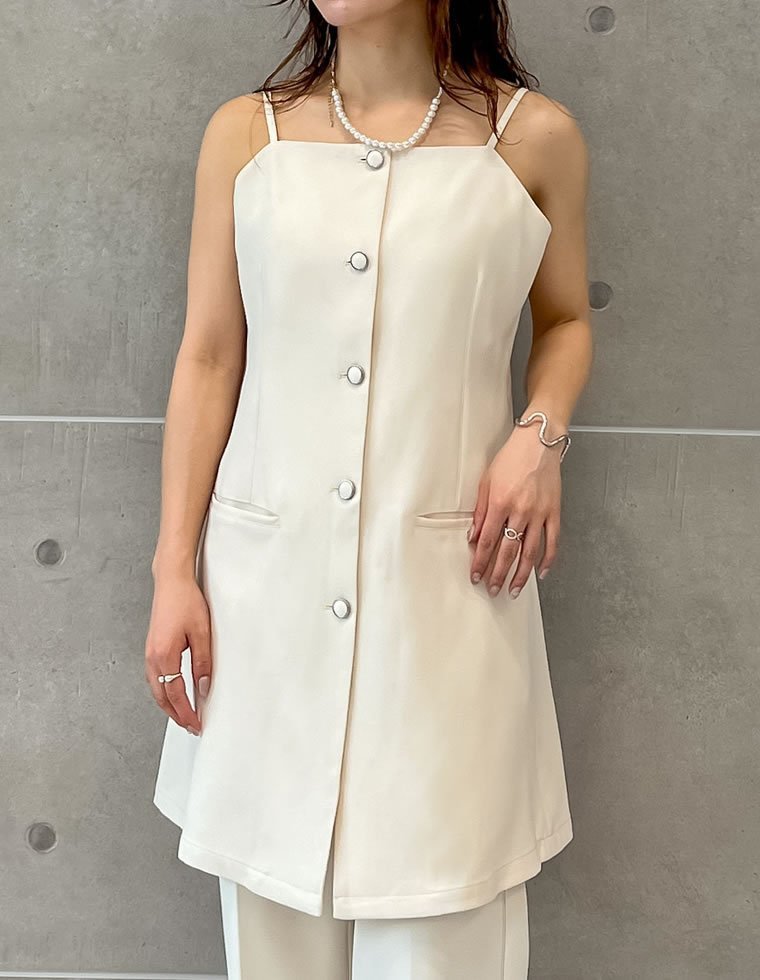 【SALE／40%OFF】Re:EDIT フロントボタンキャミチュニック リエディ トップス キャミソール グレー ブラック ホワイト stylife-15053656 Rakuten Fashion サンプル画像2