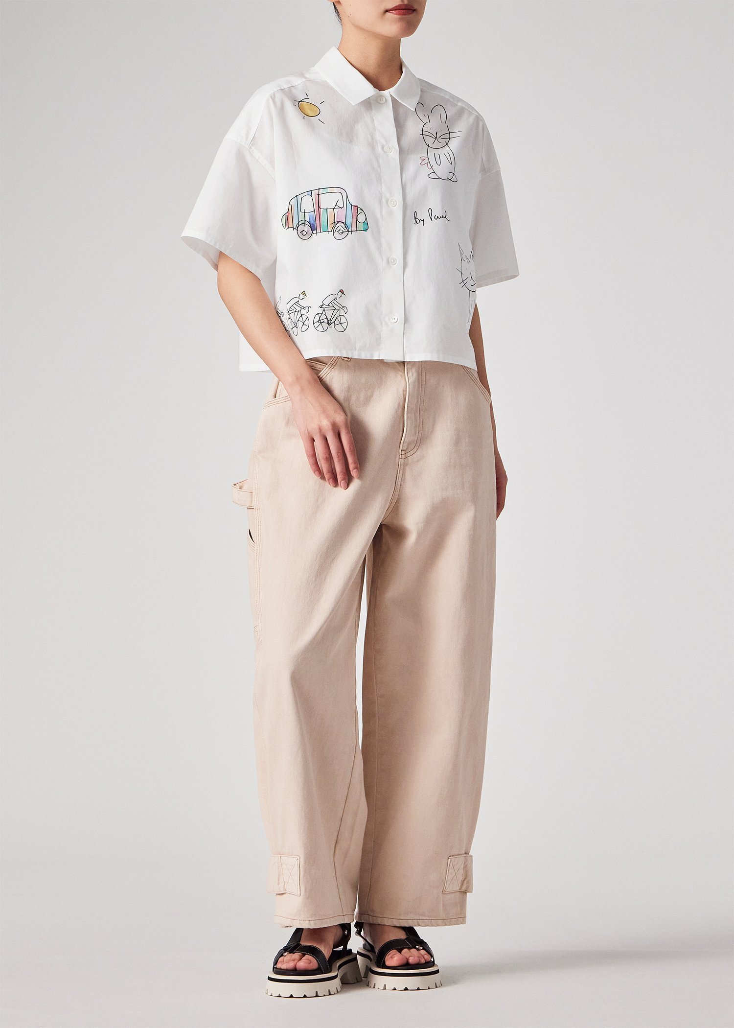 PS Paul Smith ウィメンズ Drawn by Paul ドゥードゥル 半袖シャツ ポール・スミス トップス シャツ・ブラウス ホワイト【送料無料】