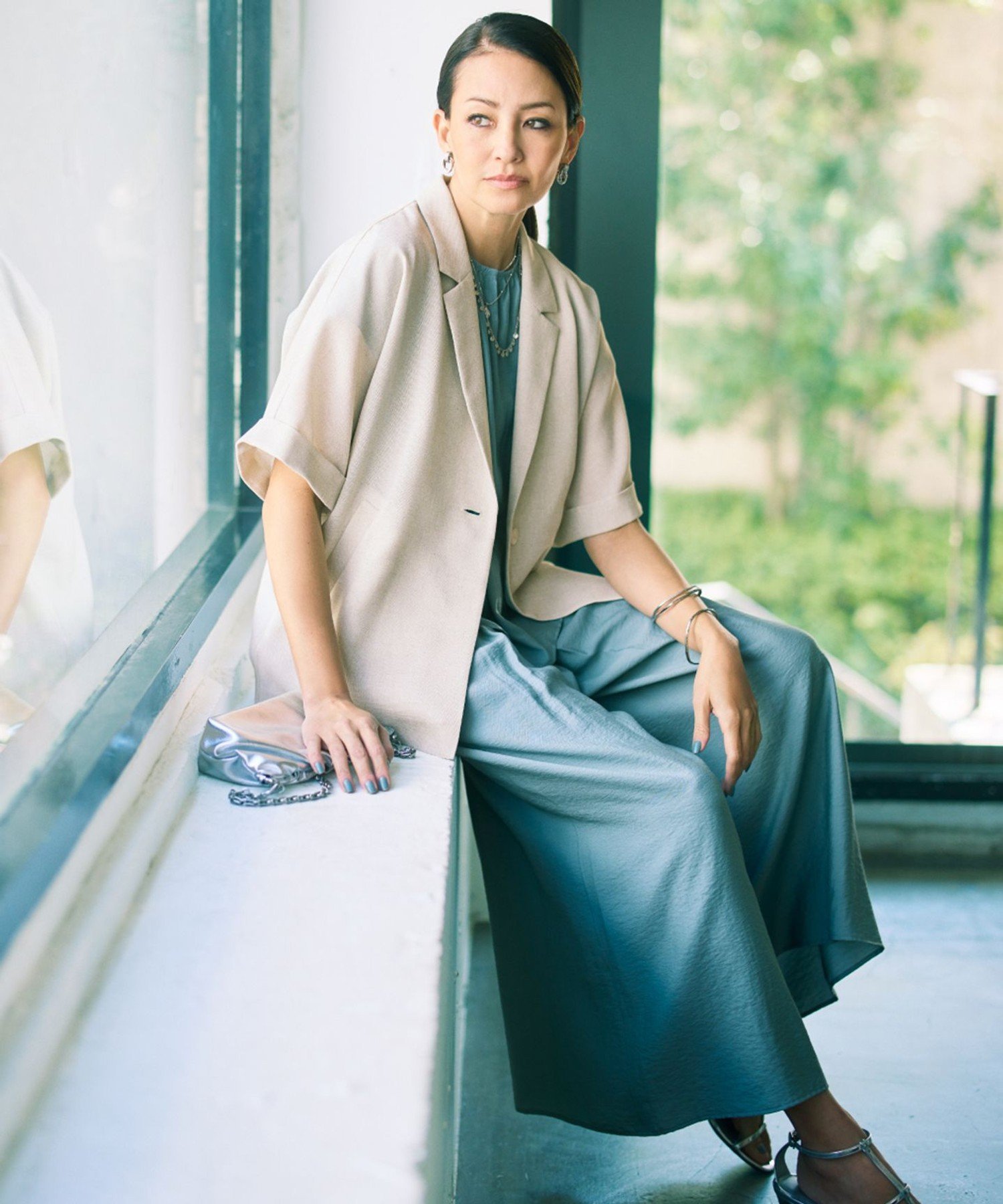 自由区 L 【カタログ掲載・人気素材・NEWアイテム】ラスティックメッシュハーフスリーブ ジャケット ジユウク ジャケット・アウター テーラードジャケット・ブレザー ブラック