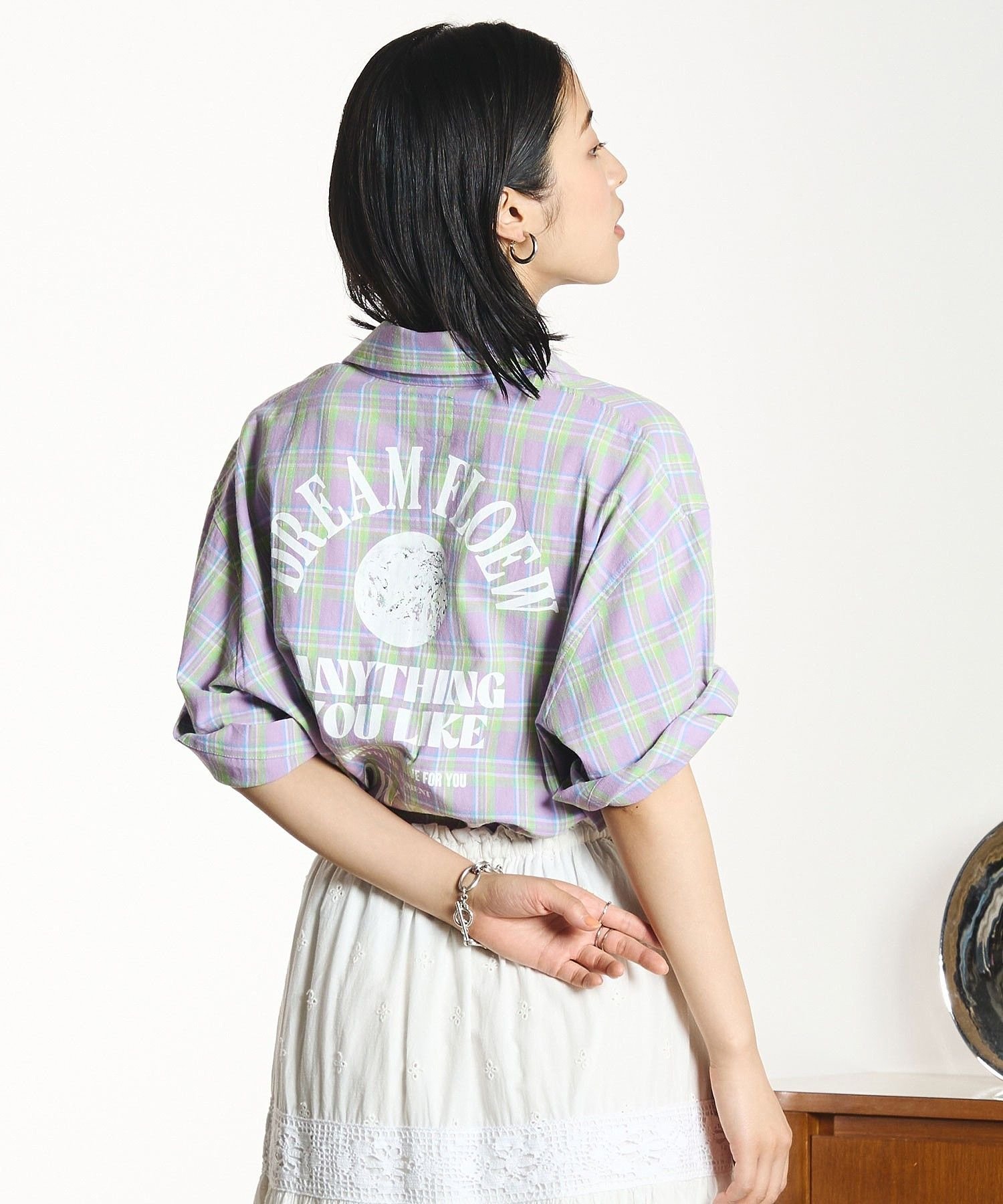 ROSE BUD OKIRAKU×ROSEBUD/BACK PRINT CHECK SHIRT ローズバッド トップス シャツ・ブラウス イエロー