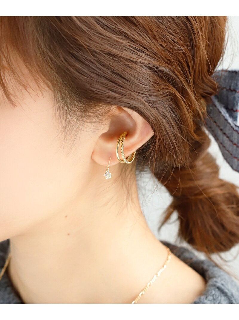 ANEMONE シンプル×ツイストの2連風イヤーカフ アネモネ アクセサリー・腕時計 その他のアクセサリー・腕時計 シルバー ゴールド