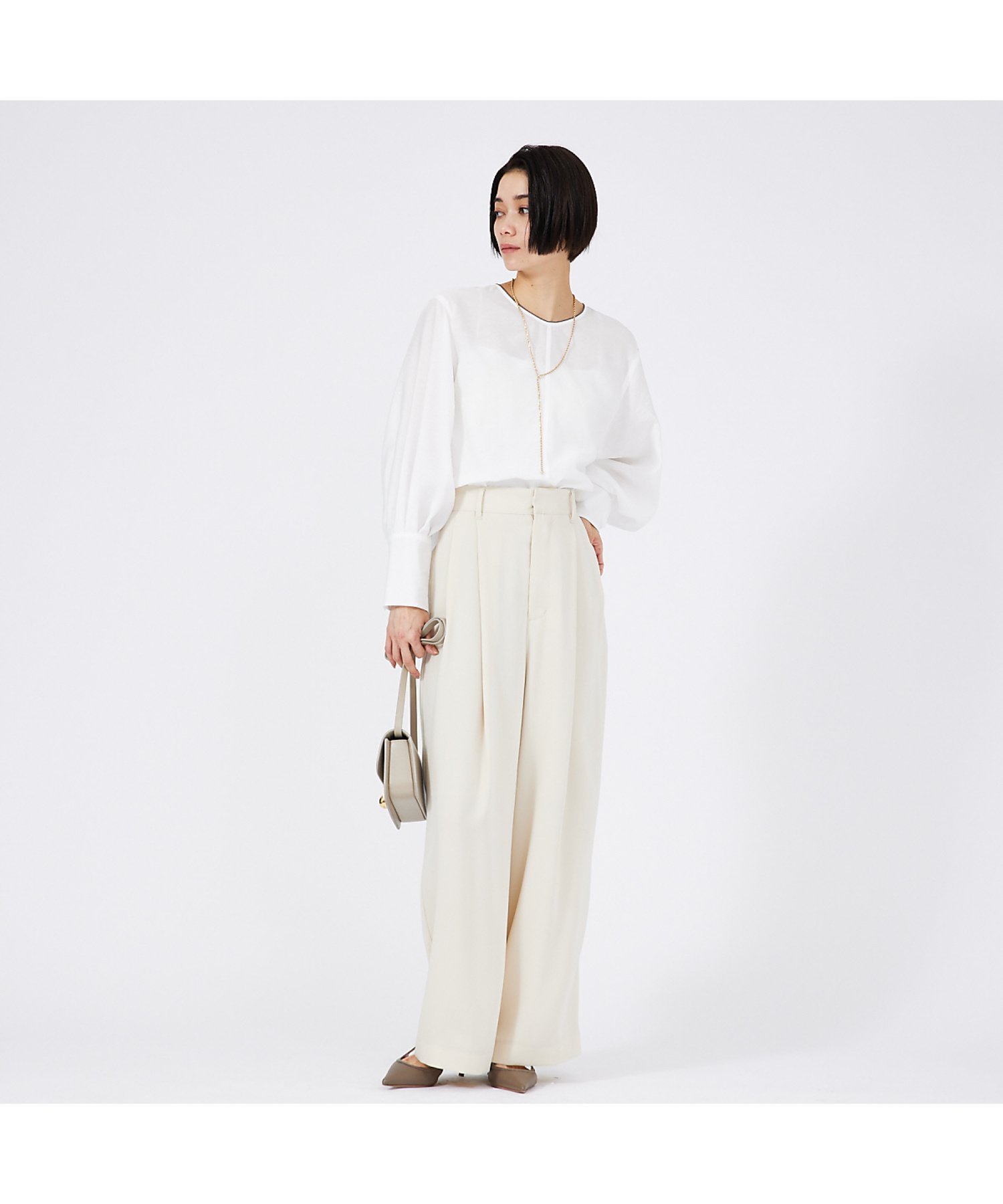 qualite 【セットアップ対応】2タックストレートパンツ カリテ パンツ その他のパンツ グレー ホワイト