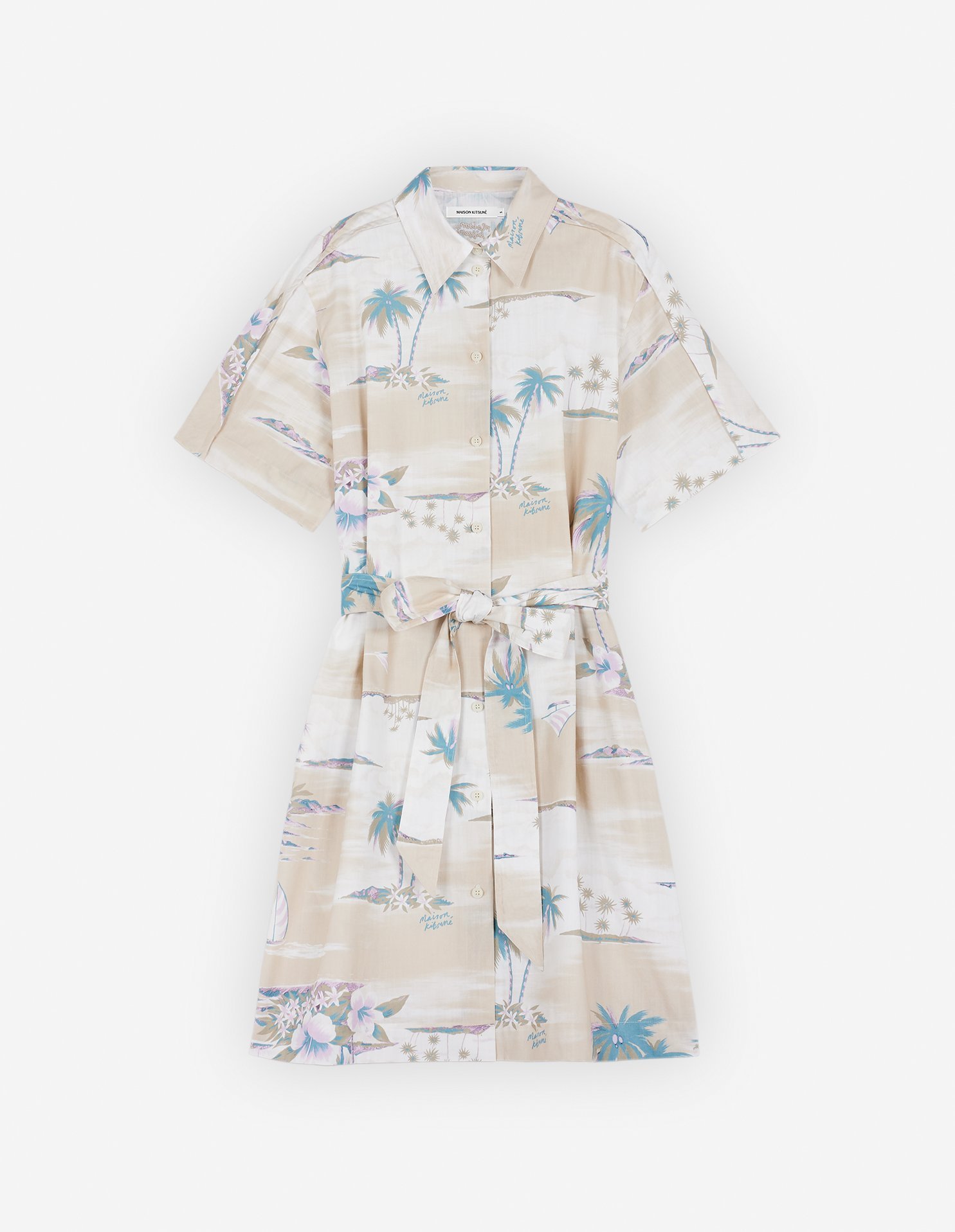 Maison Kitsune Maison Kitsune/(W)SHORT SLEEVE DRESS メゾン キツネ ワンピース・ドレス シャツワンピース ベージュ【送料無料】