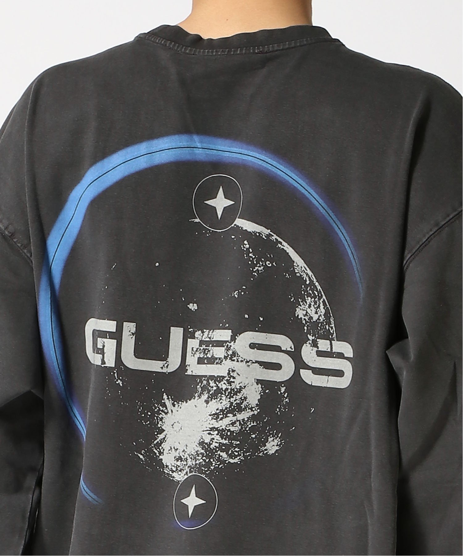 GUESS スウェット(M)SYRMA Cn Sweatshirt ゲス トップス スウェット・トレーナー グリーン ブラック